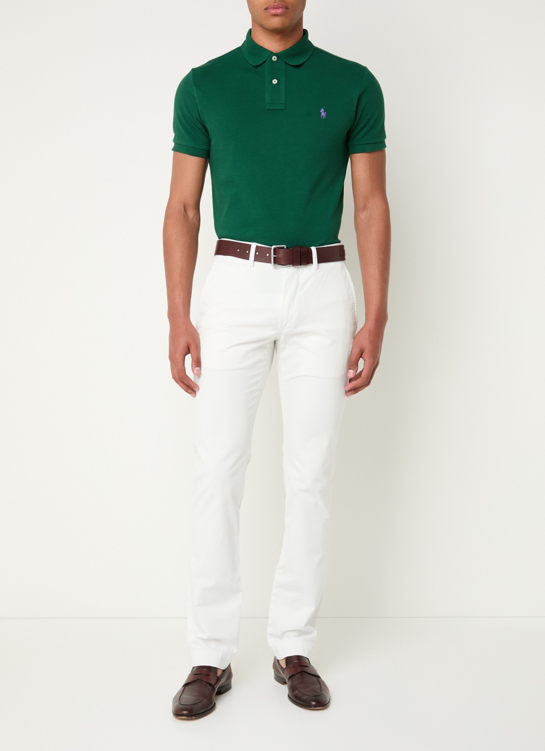 Ralph Lauren Slim fit polo van piqué katoen - voorkant 4 new forest / donkergroen