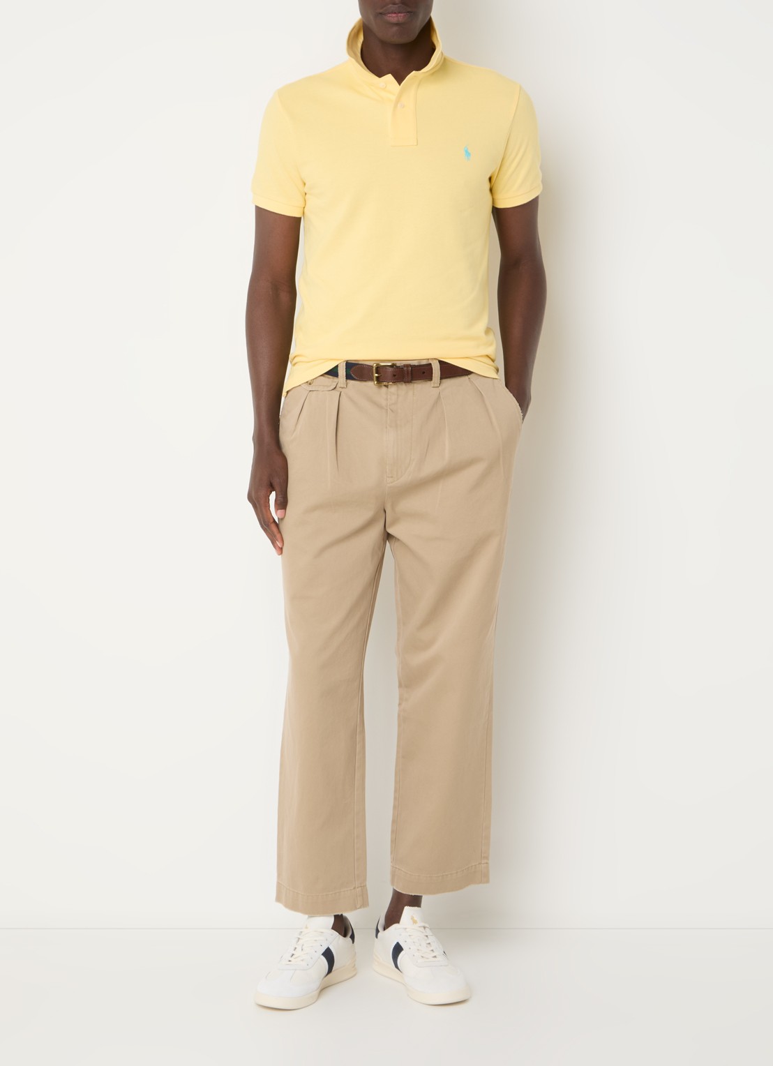 Ralph Lauren Slim fit polo van piqué katoen - voorkant 2 corn geel / geel