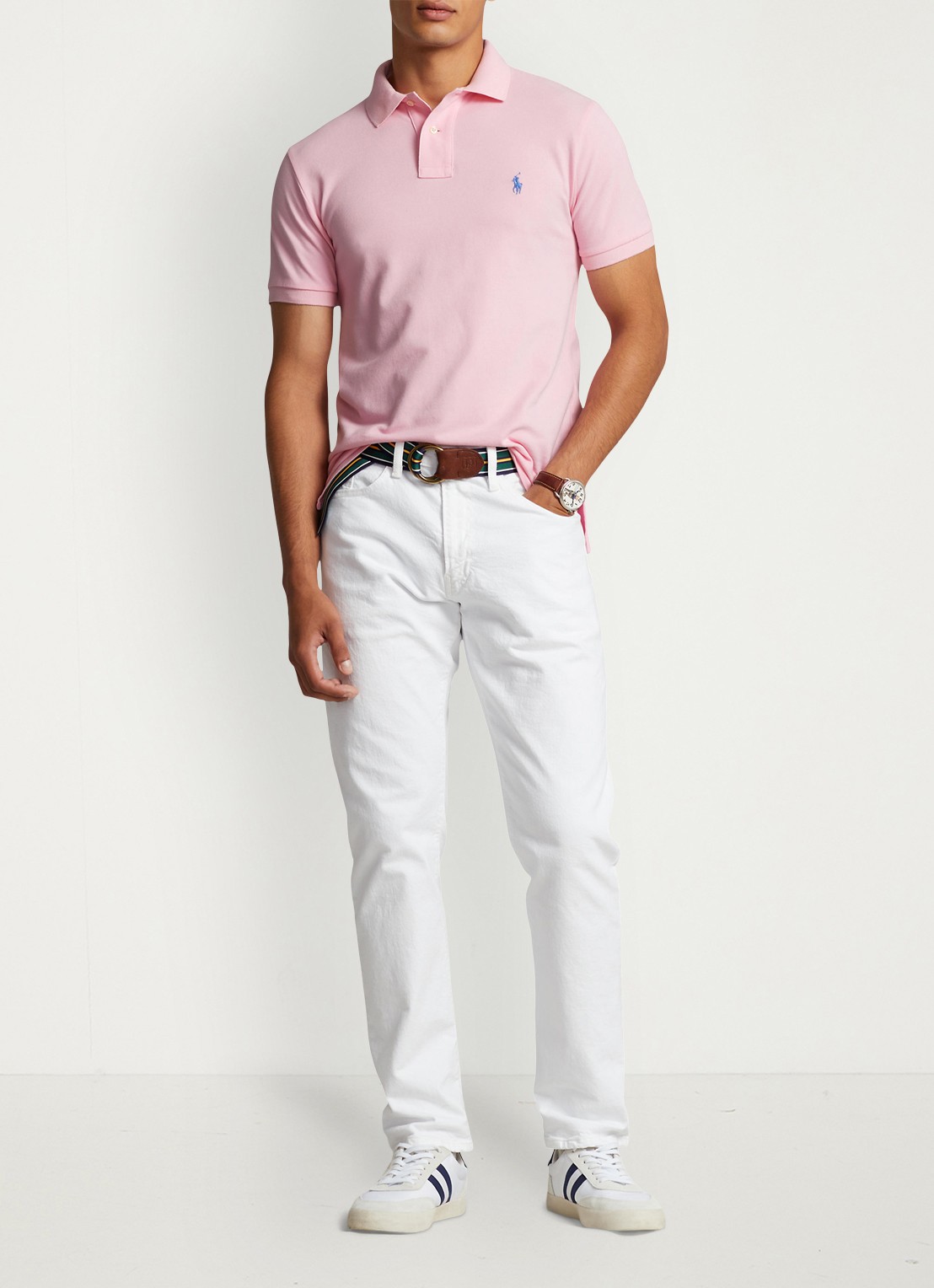 Ralph Lauren Slim fit polo van piqué katoen - voorkant 2 carmel pink/c7349