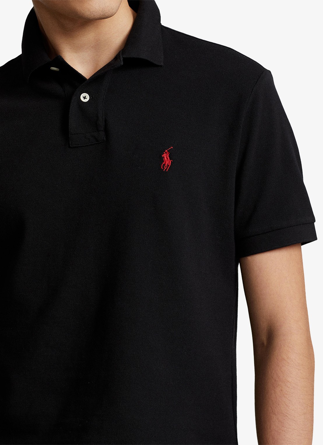 Ralph Lauren Slim fit polo van piqué katoen - detail 7 polo black/c3870