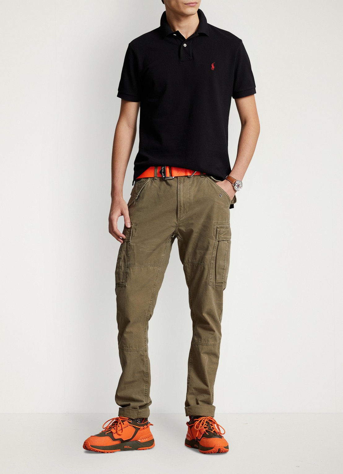 Ralph Lauren Slim fit polo van piqué katoen - voorkant 4 polo black/c3870