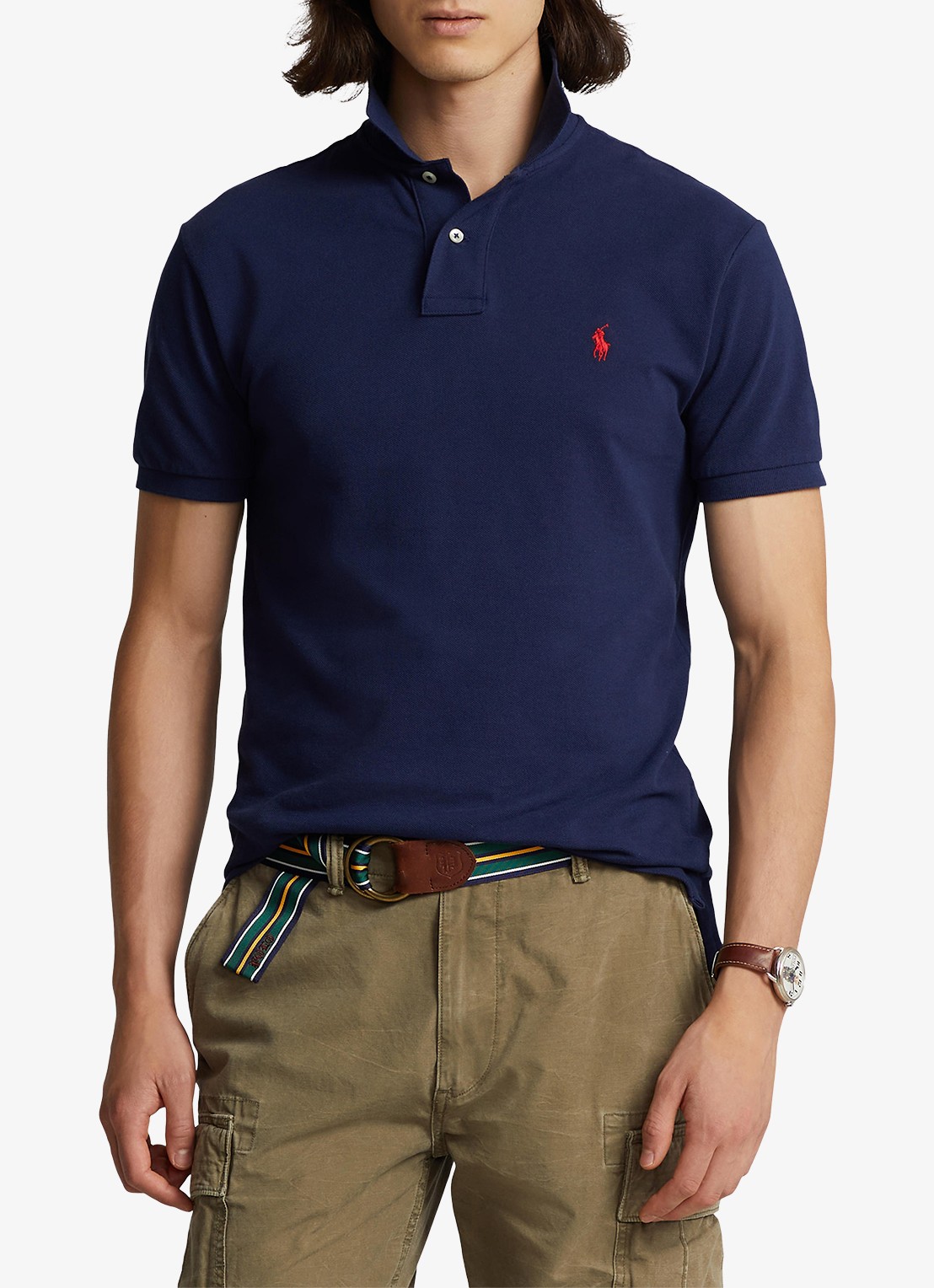 Ralph Lauren Slim fit polo van piqué katoen - detail 6 newport navy / donkerblauw