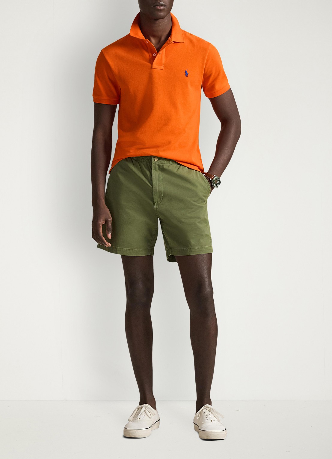 Ralph Lauren Slim fit polo van piqué katoen - voorkant 3 sailing orange / oranje