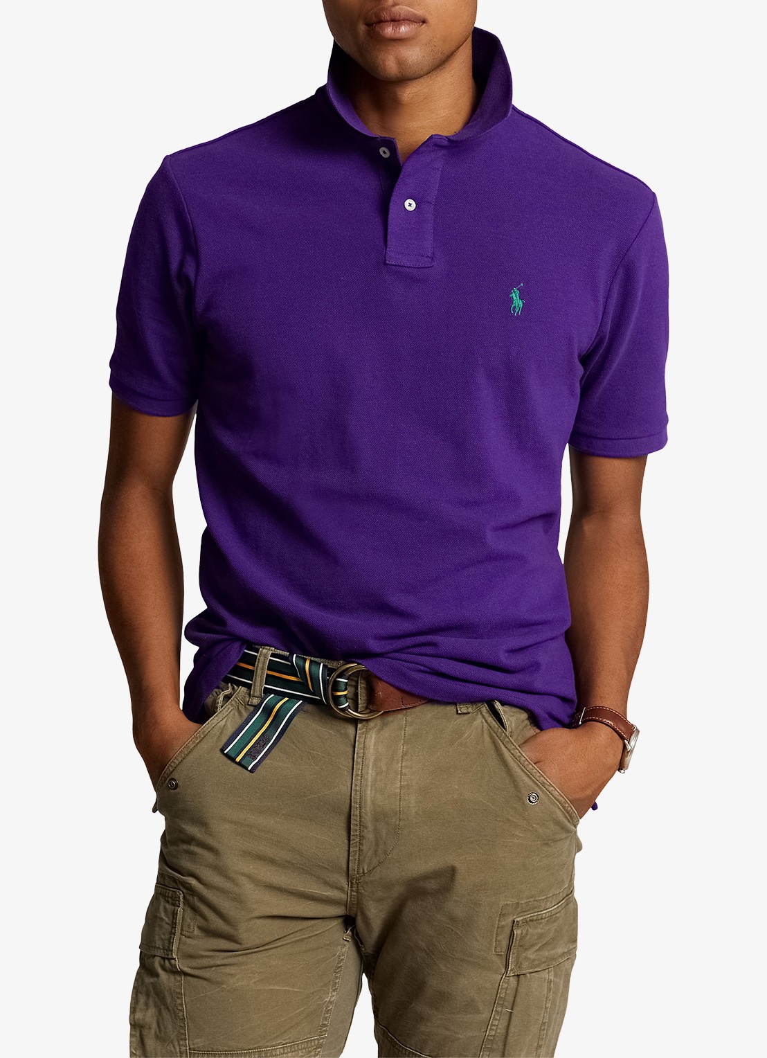 Ralph Lauren Slim fit polo van piqué katoen - detail chalet purple / paars