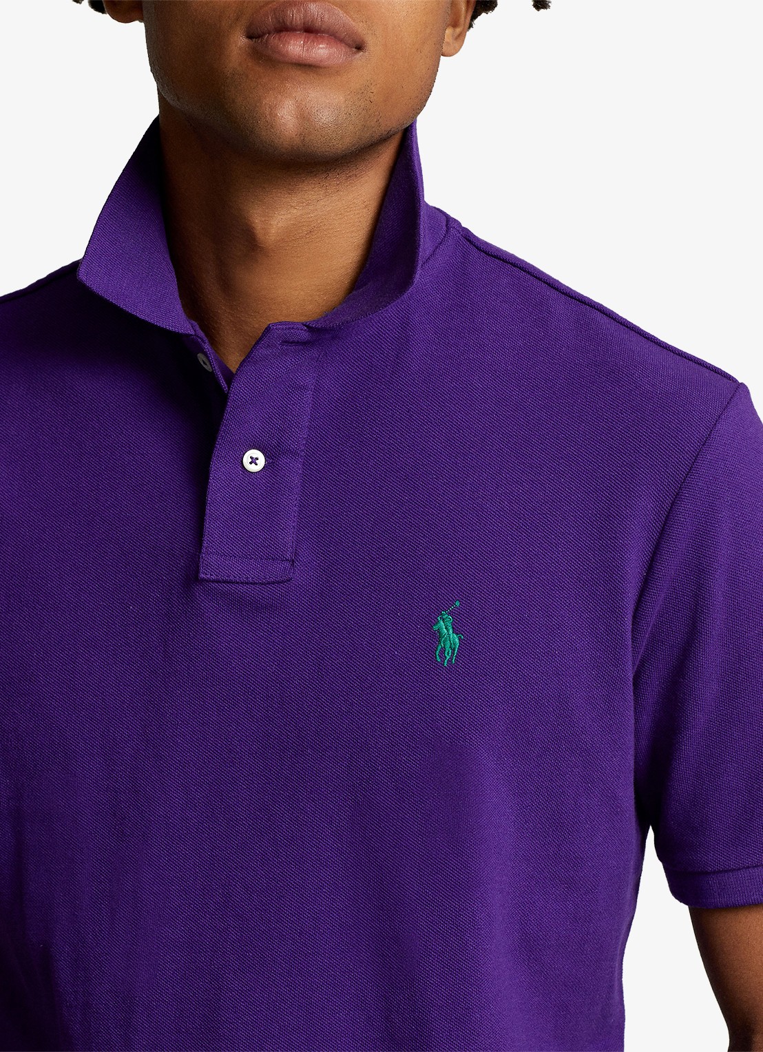 Ralph Lauren Slim fit polo van piqué katoen - detail 2 chalet purple / paars