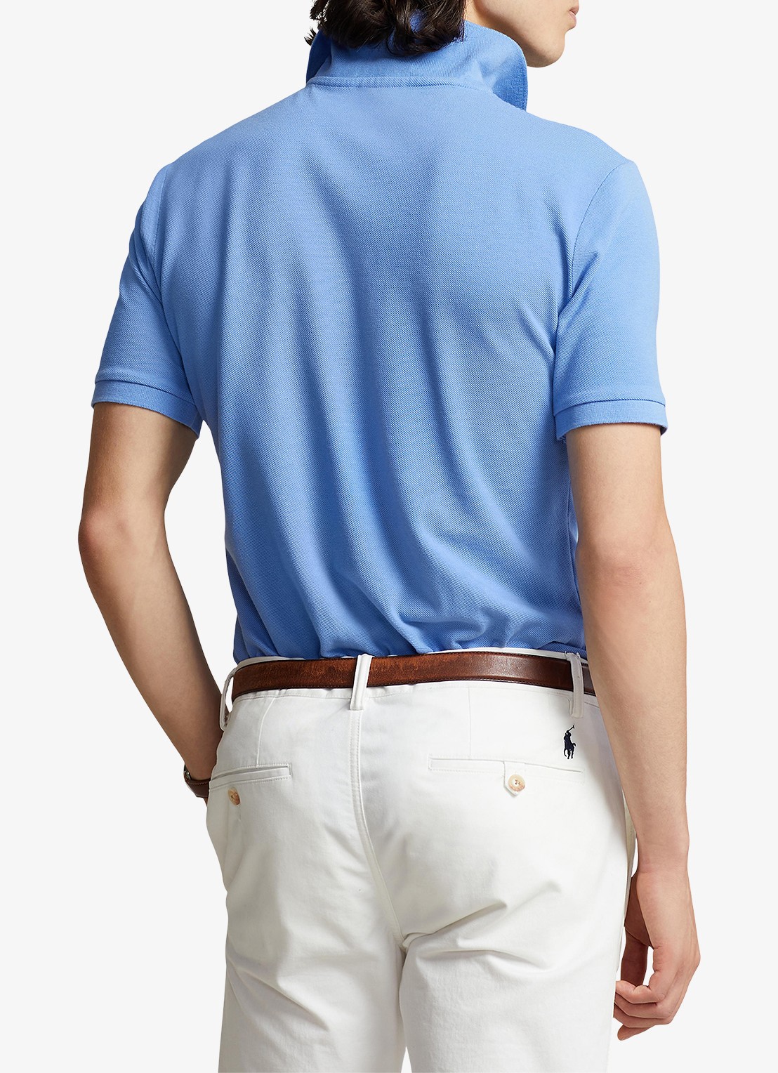 Ralph Lauren Slim fit polo van piqué katoen - achterkant 5 harbor island blue/c7998
