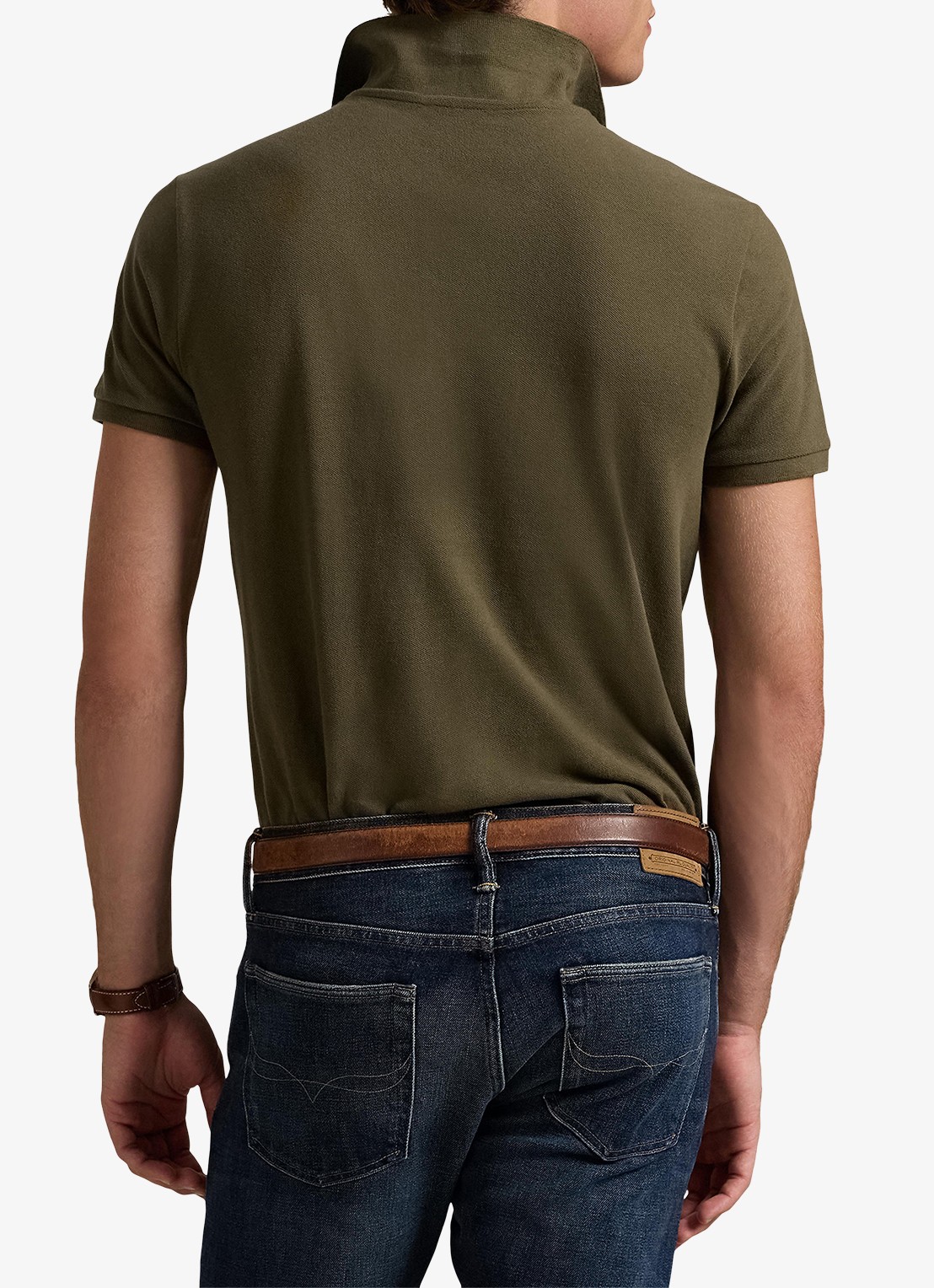 Ralph Lauren Slim fit polo van piqué katoen - achterkant 5 canopy olive / groen