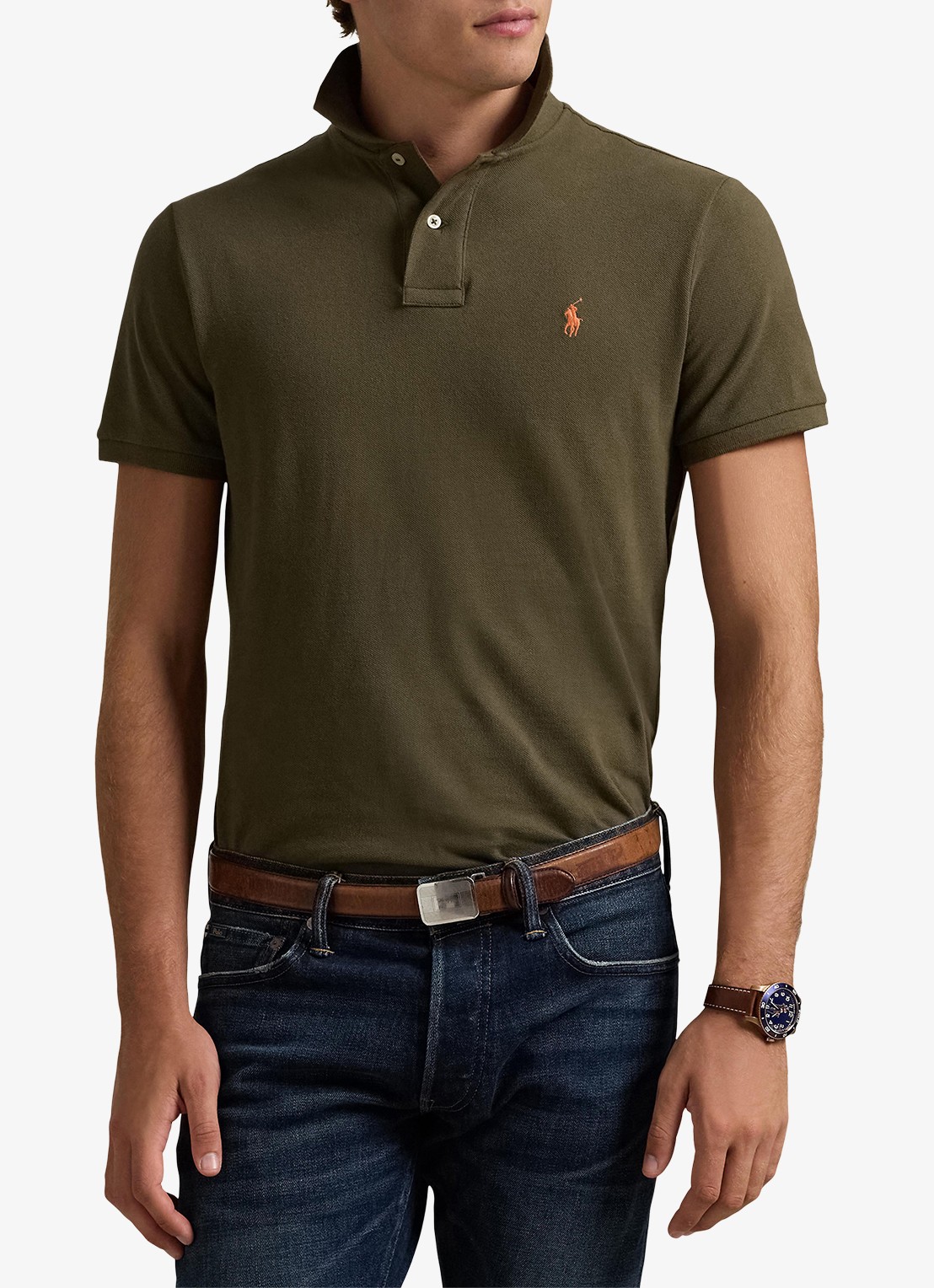 Ralph Lauren Slim fit polo van piqué katoen - detail canopy olive / groen