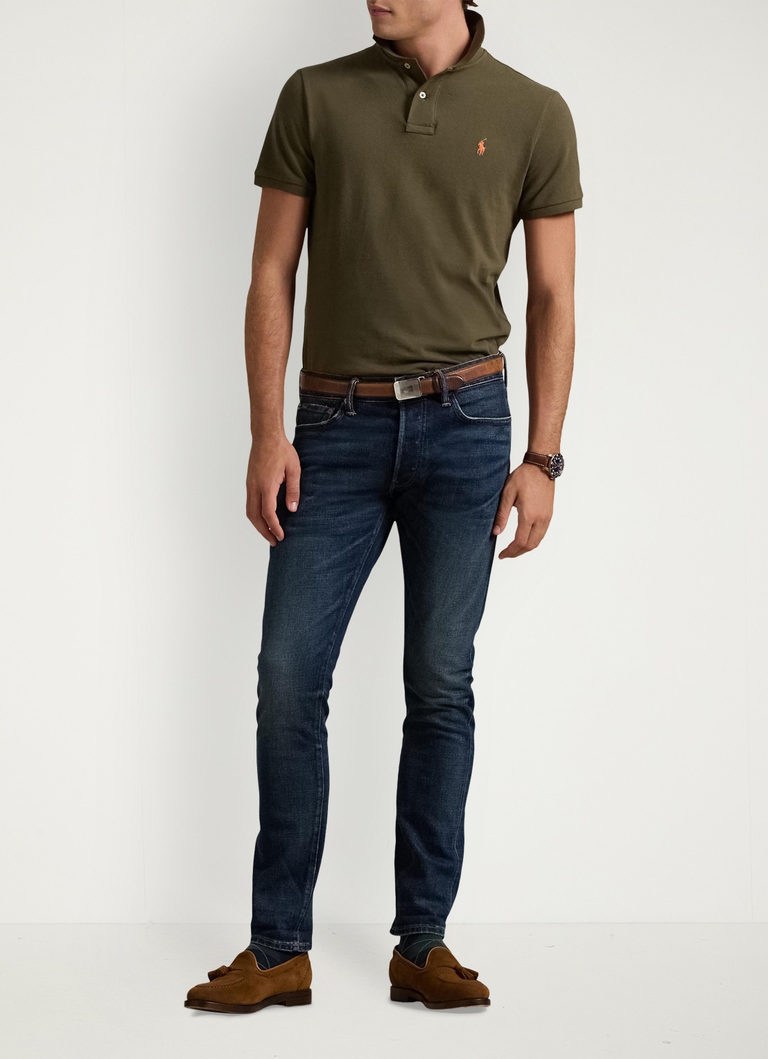 Ralph Lauren Slim fit polo van piqué katoen - voorkant 4 canopy olive / groen