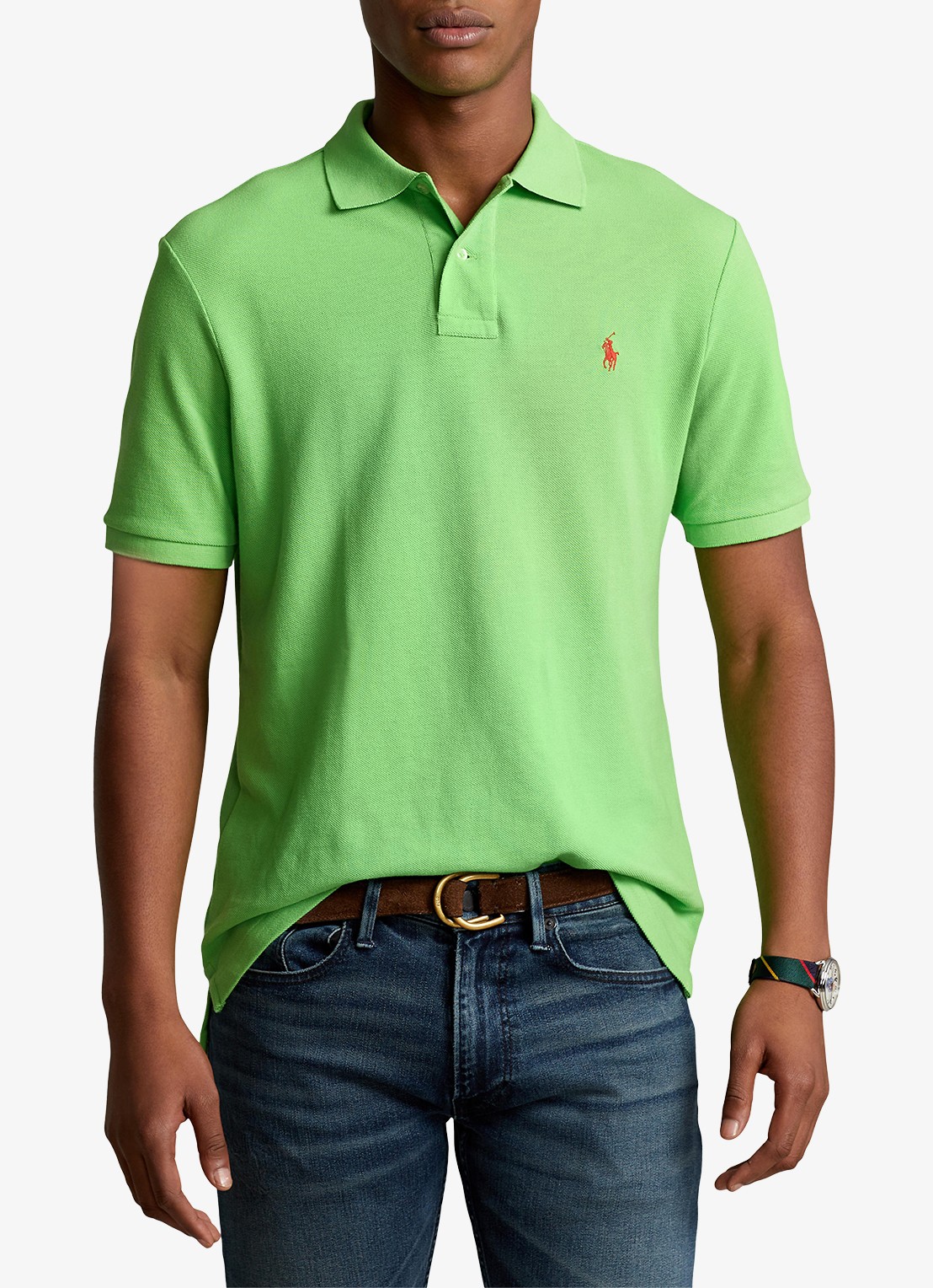 Ralph Lauren Slim fit polo van piqué katoen - detail 3 kiwi lime/c3867