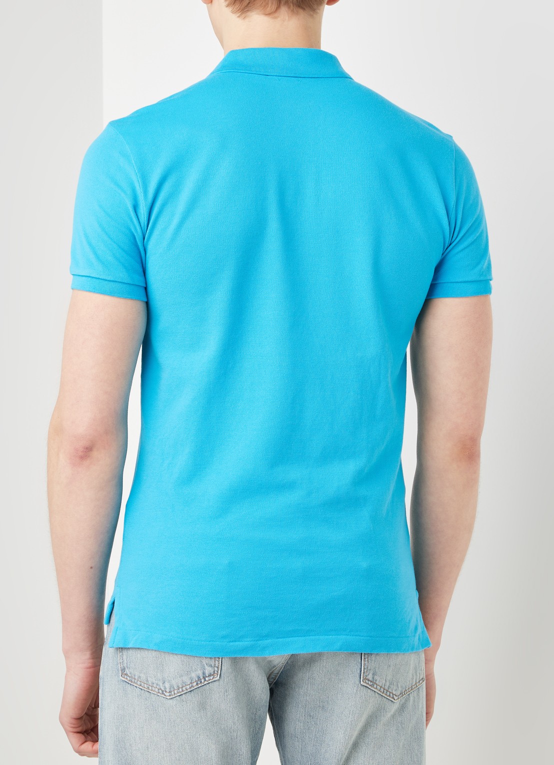 Ralph Lauren Slim fit polo van piqué katoen - achterkant 2 turquoise nova / blauw