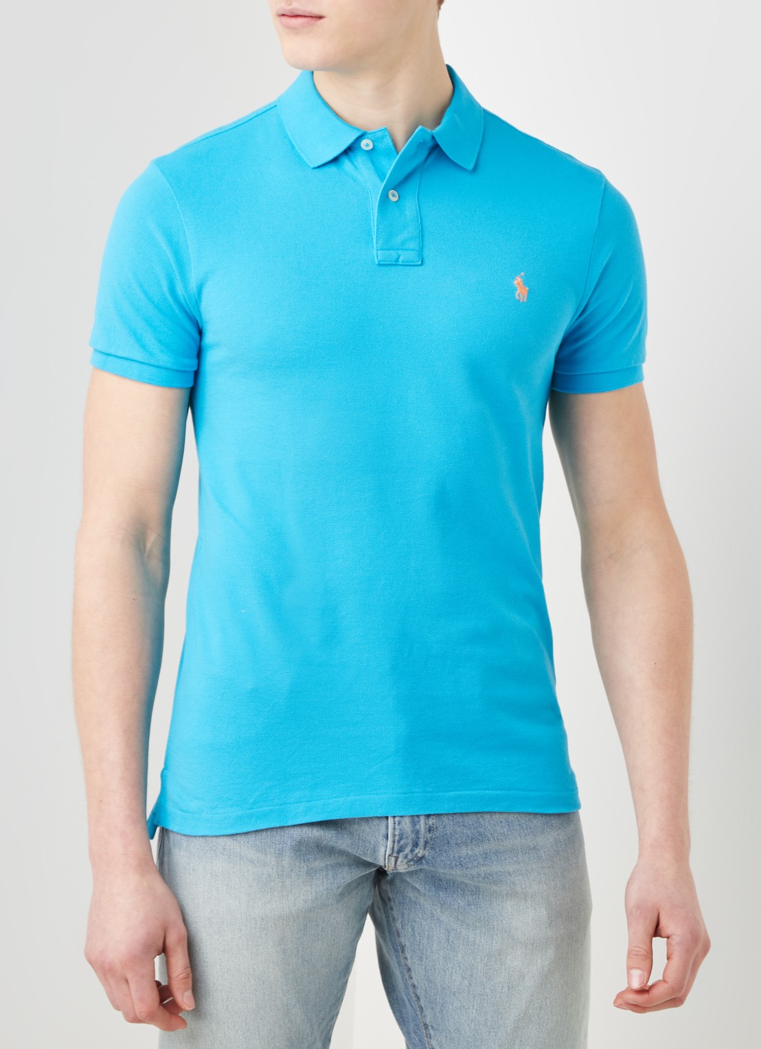 Ralph Lauren Slim fit polo van piqué katoen - detail turquoise nova / blauw