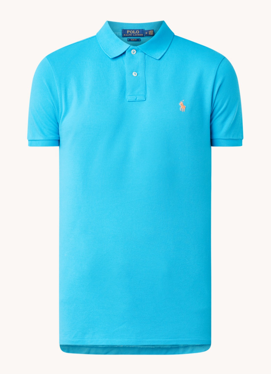 Ralph Lauren Slim fit polo van piqué katoen - voorkant 3 turquoise nova / blauw