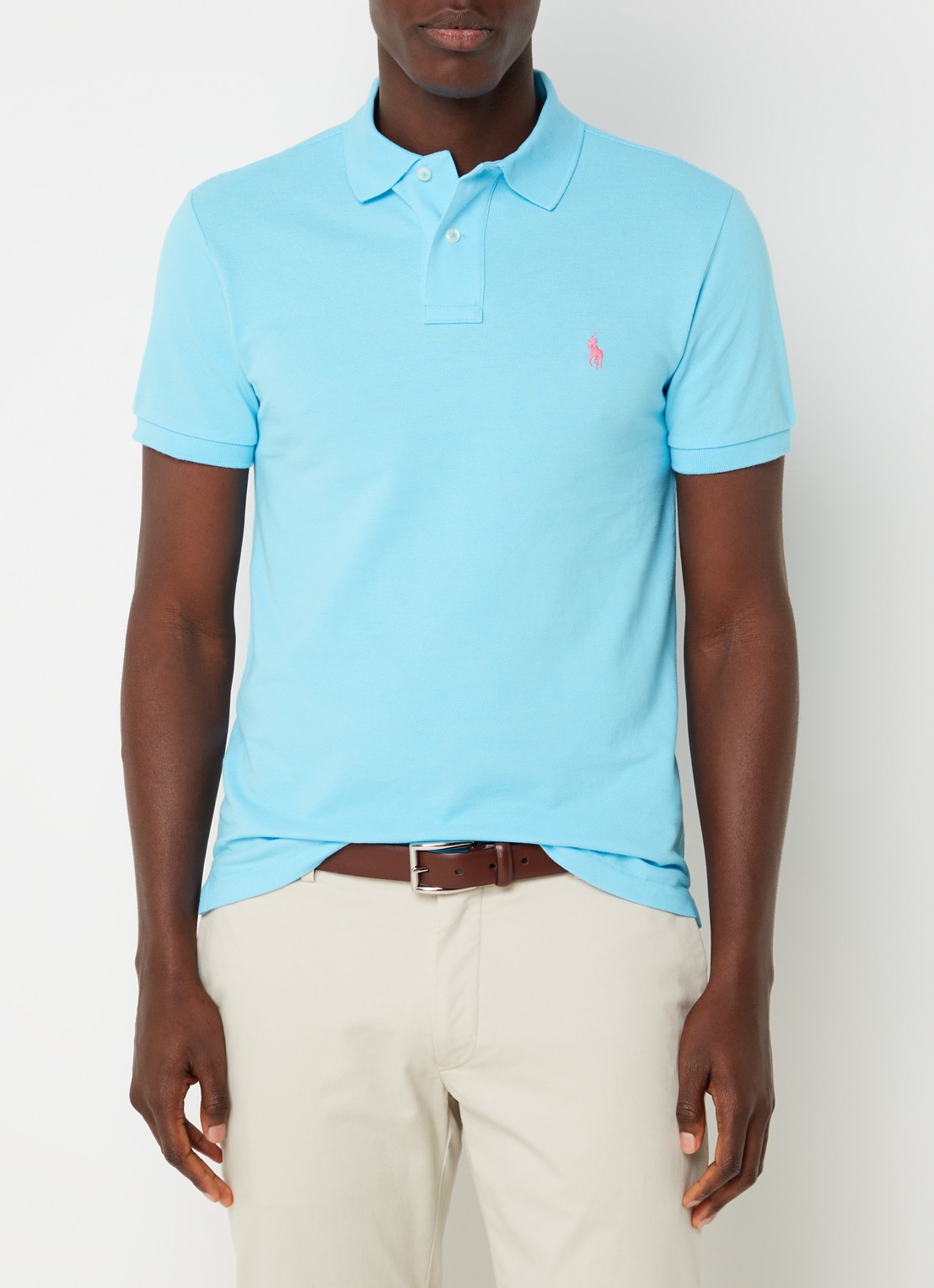 Ralph Lauren Slim fit polo van piqué katoen - detail turquoise nova / blauw