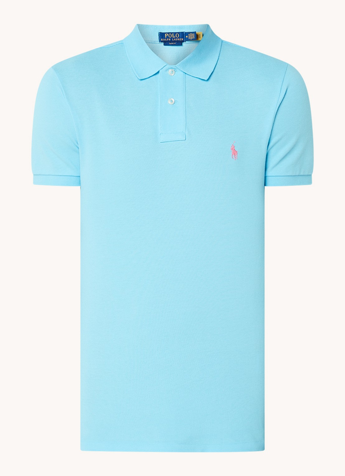 Ralph Lauren Slim fit polo van piqué katoen - voorkant 2 turquoise nova / blauw