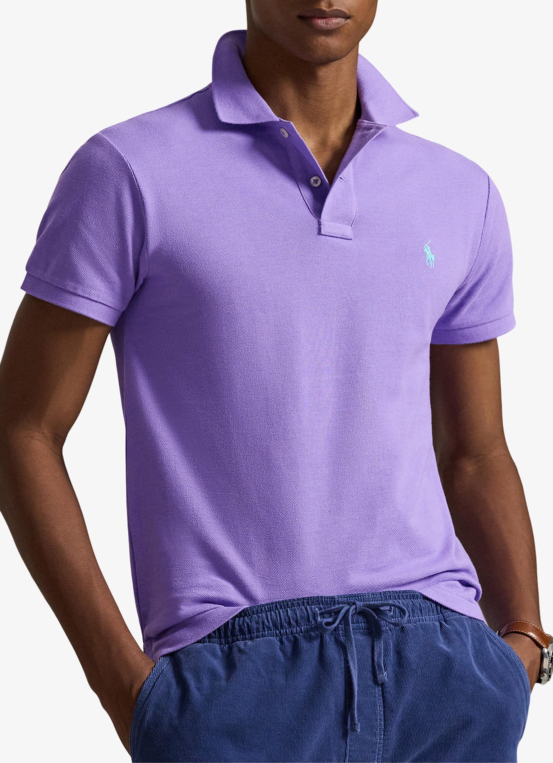 Ralph Lauren Slim fit polo van piqué katoen - detail 3 hampton purple/c6103
