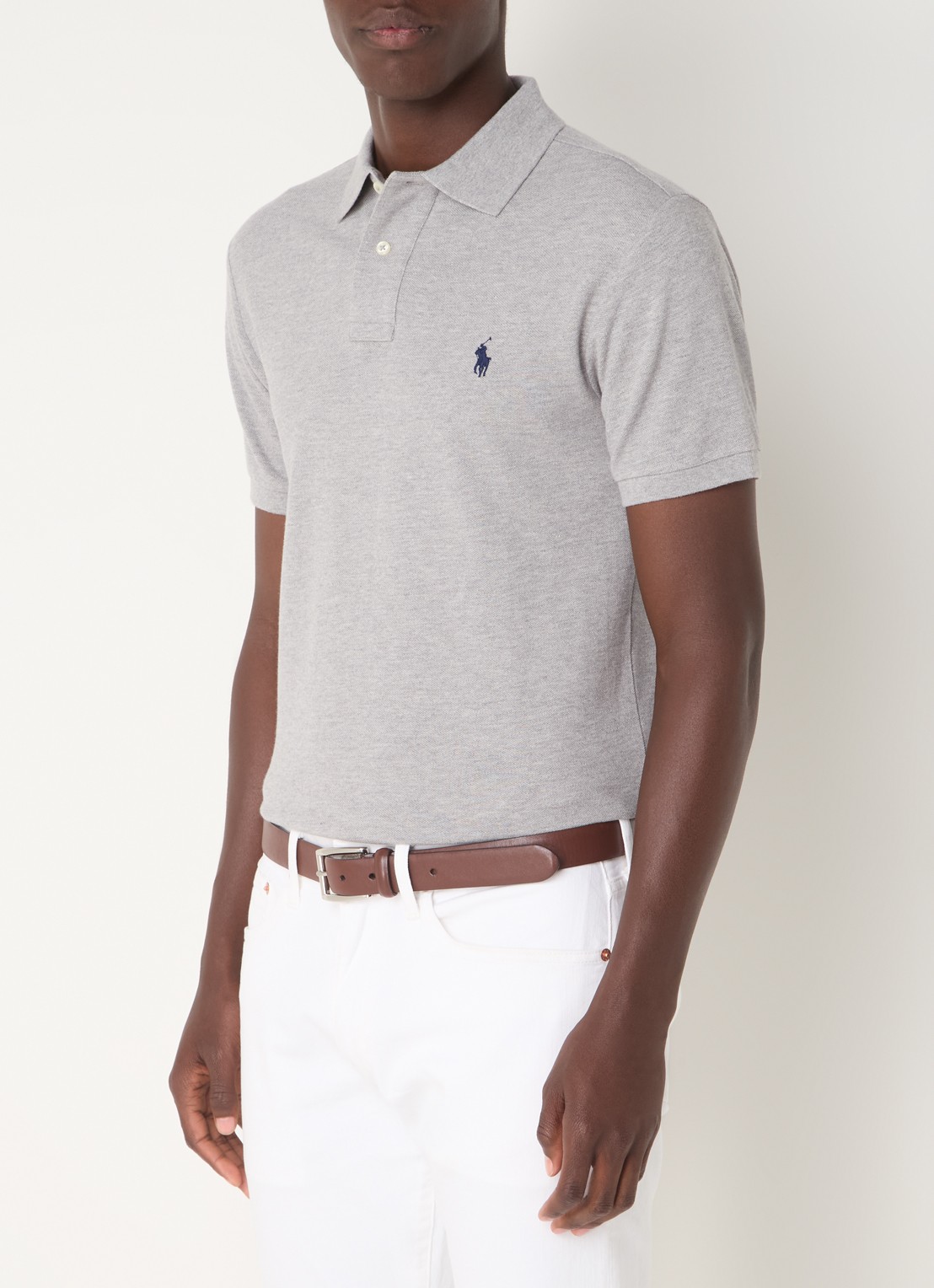 Ralph Lauren Slim fit polo van piqué katoen - detail 3 andover heather / grijs