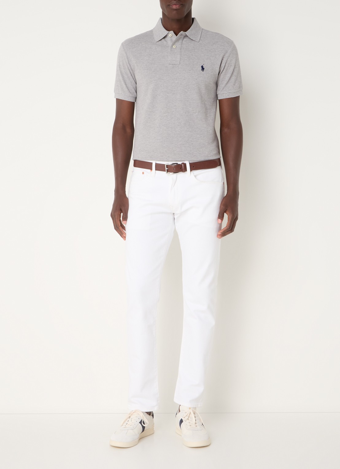 Ralph Lauren Slim fit polo van piqué katoen - voorkant 2 andover heather / grijs