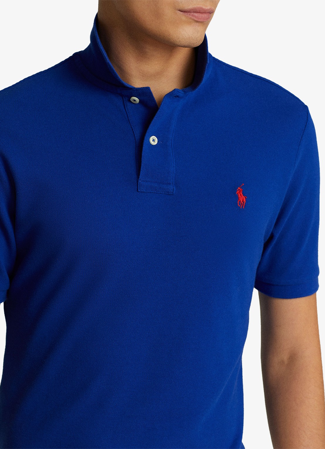 Ralph Lauren Slim fit polo van piqué katoen - detail 3 heritage royal / blauw