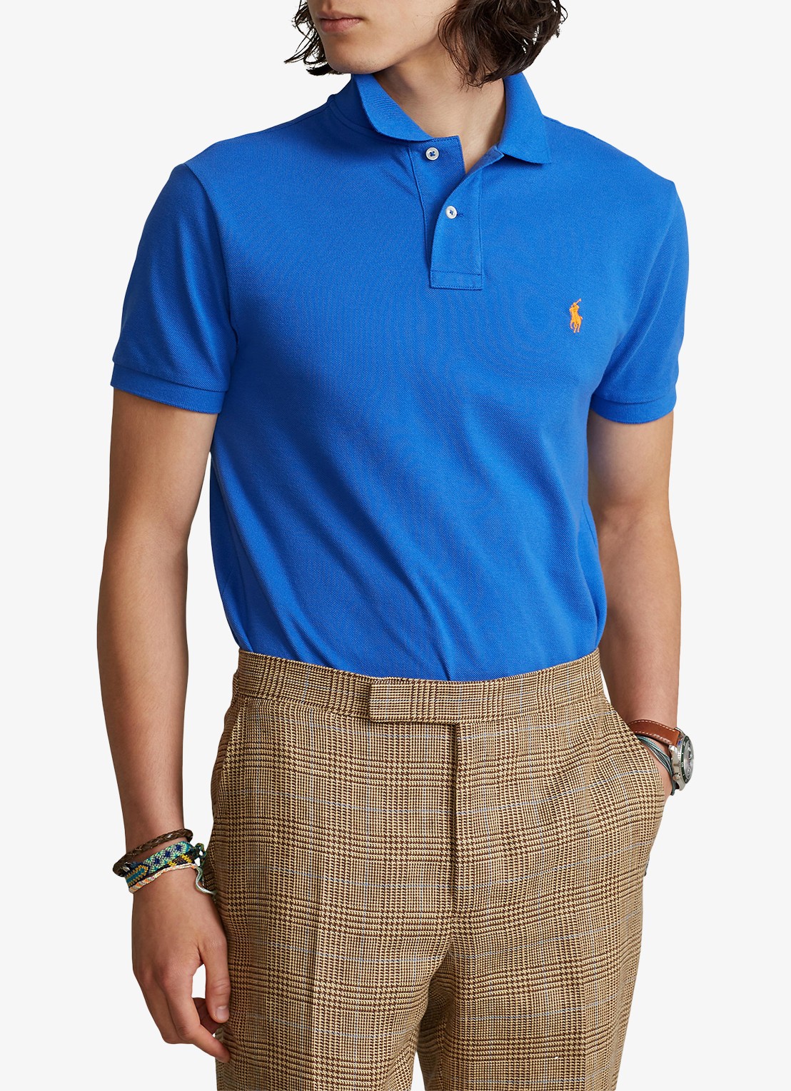 Ralph Lauren Slim fit polo van piqué katoen - detail 4 new iris blue / blauw