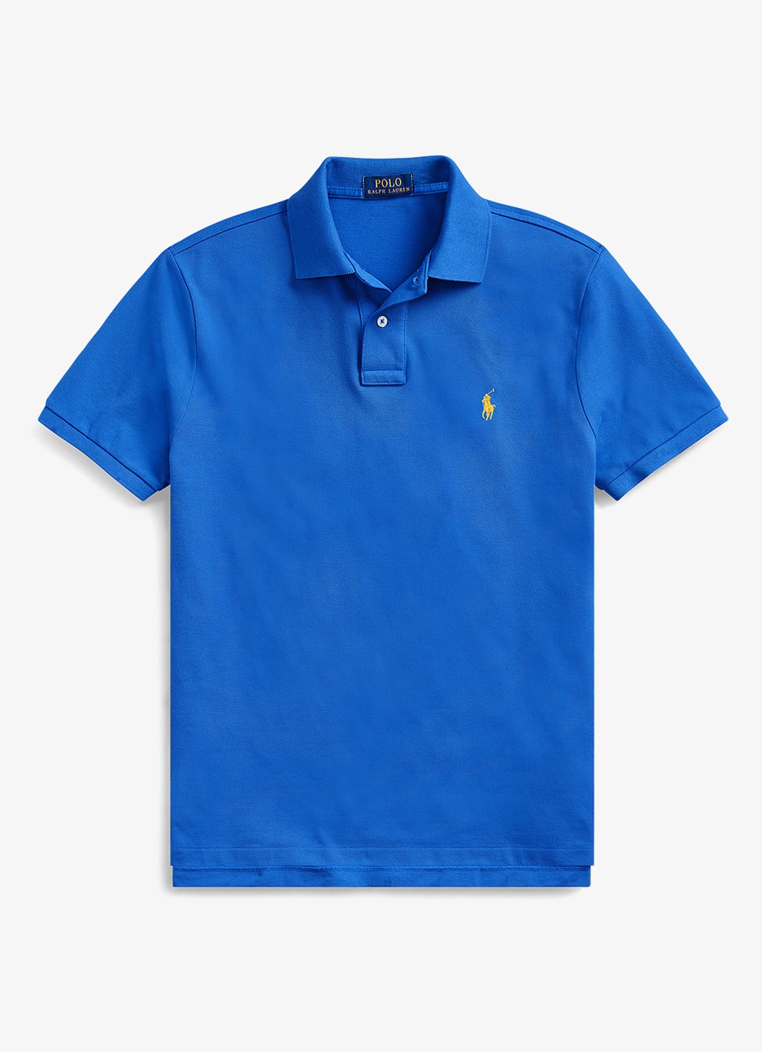 Ralph Lauren Slim fit polo van piqué katoen - voorkant new iris blue / blauw