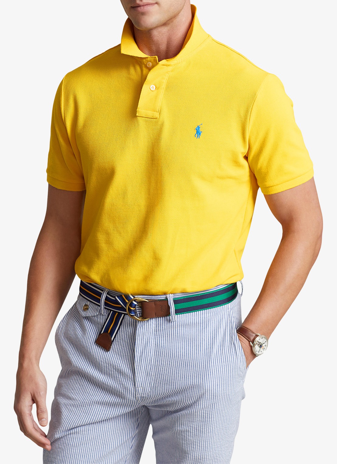 Ralph Lauren Slim fit polo van piqué katoen - detail 4 yellowfin/c7370-3ebq