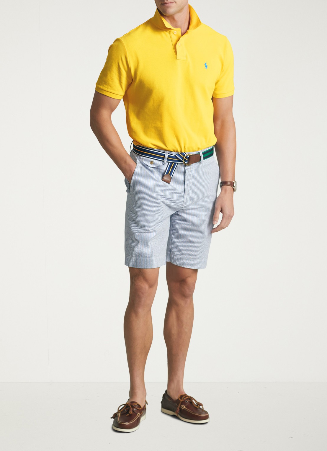 Ralph Lauren Slim fit polo van piqué katoen - voorkant 3 yellowfin/c7370-3ebq