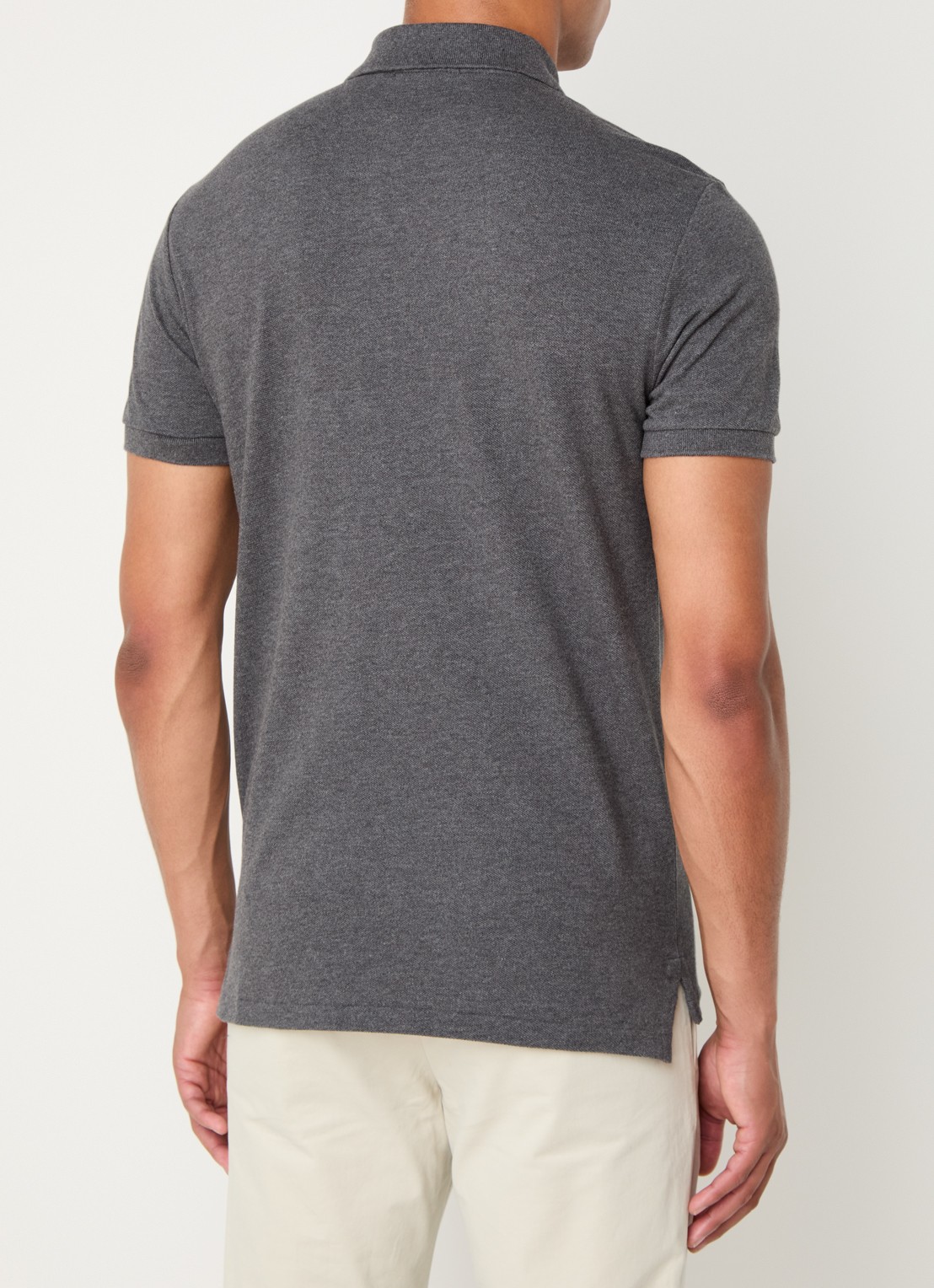Ralph Lauren Slim fit polo van piqué katoen - achterkant 4 barclay heather / donkergrijs