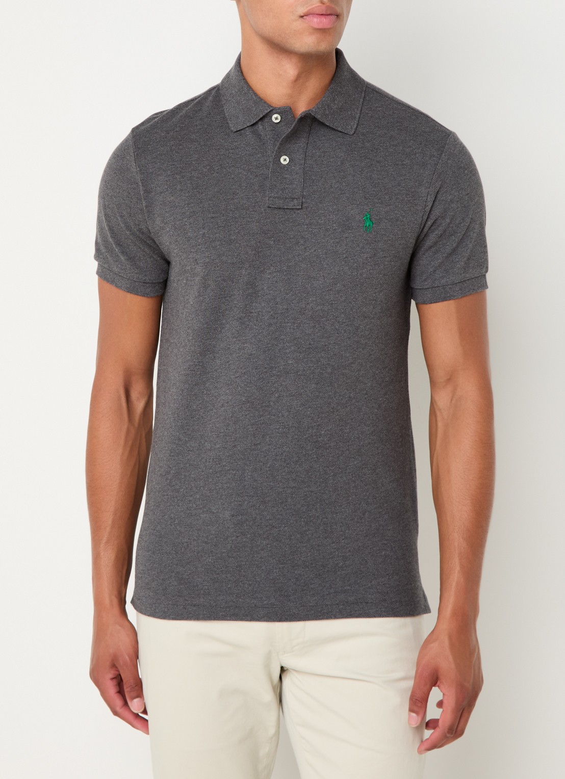 Ralph Lauren Slim fit polo van piqué katoen - detail 3 barclay heather / donkergrijs