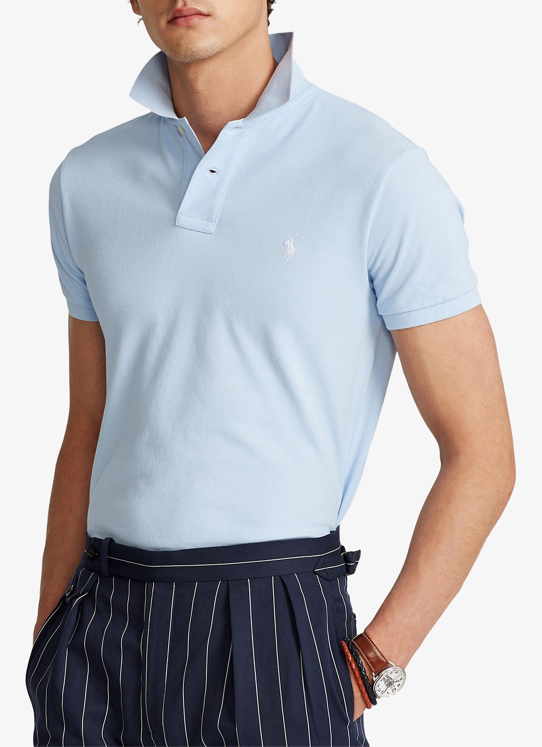 Ralph Lauren Slim fit polo van piqué katoen - detail 6 office blue/c1750-3ebj