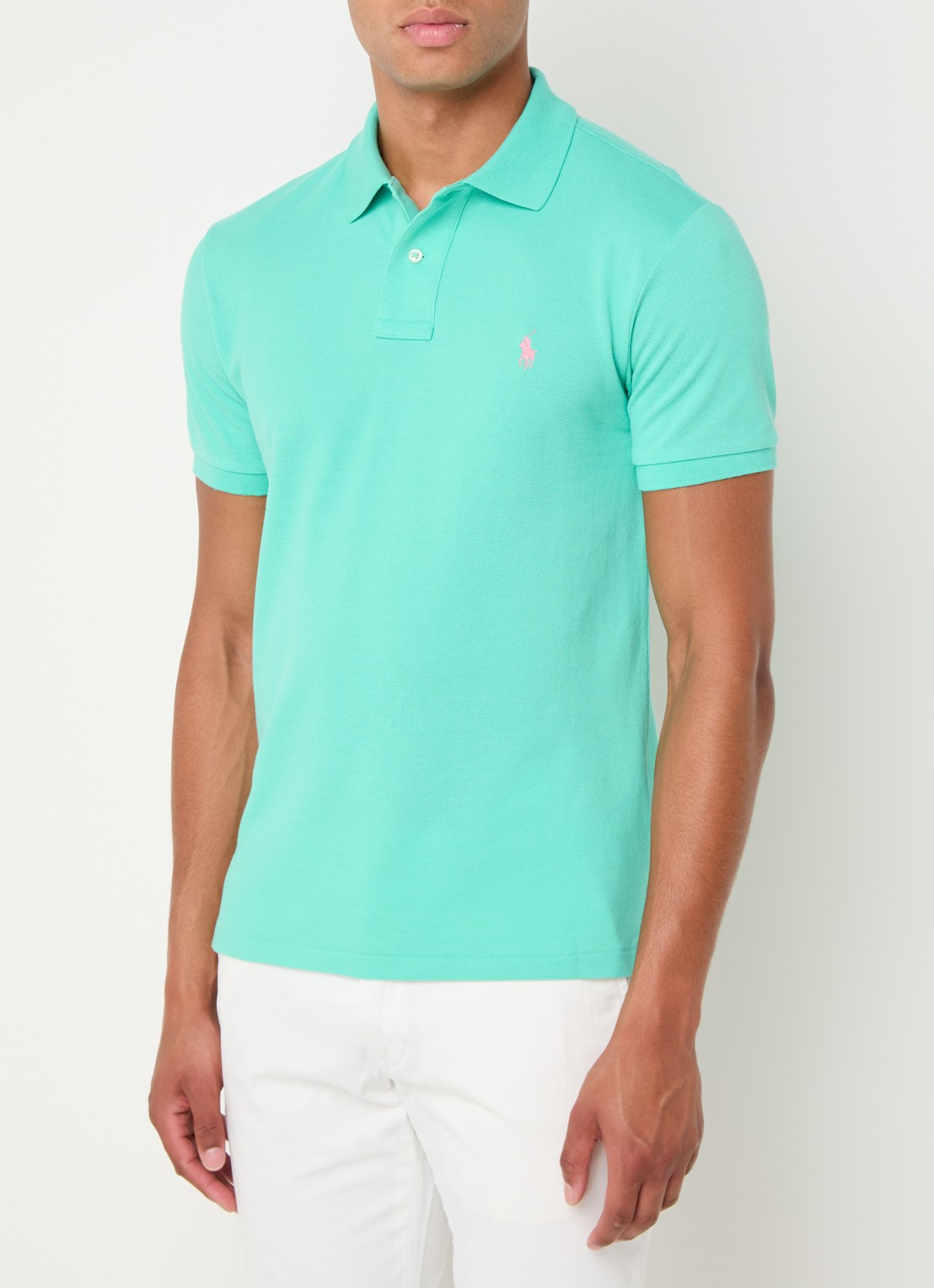 Ralph Lauren Slim fit polo van piqué katoen - detail 4 sunset green / groen