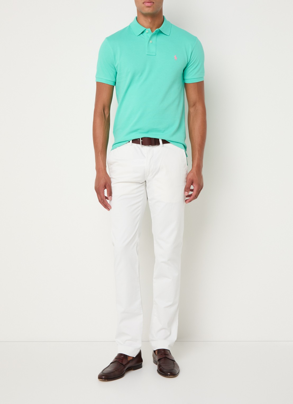 Ralph Lauren Slim fit polo van piqué katoen - voorkant 3 sunset green / groen