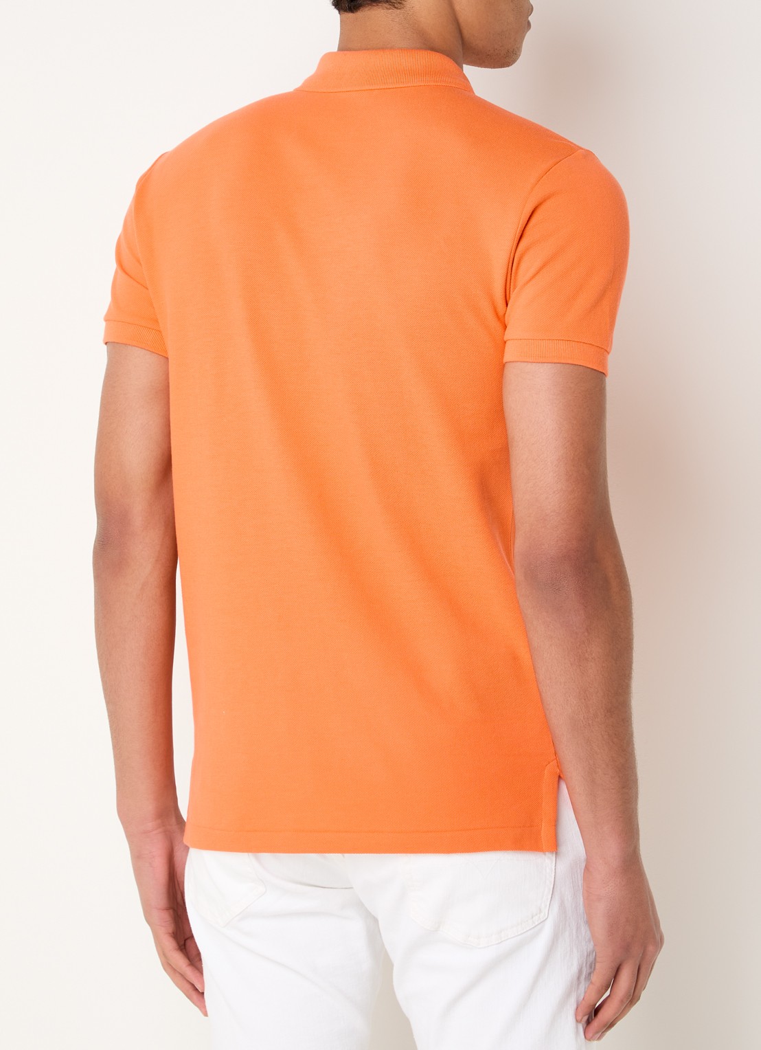 Ralph Lauren Slim fit polo van piqué katoen - achterkant spring melon - oranje
