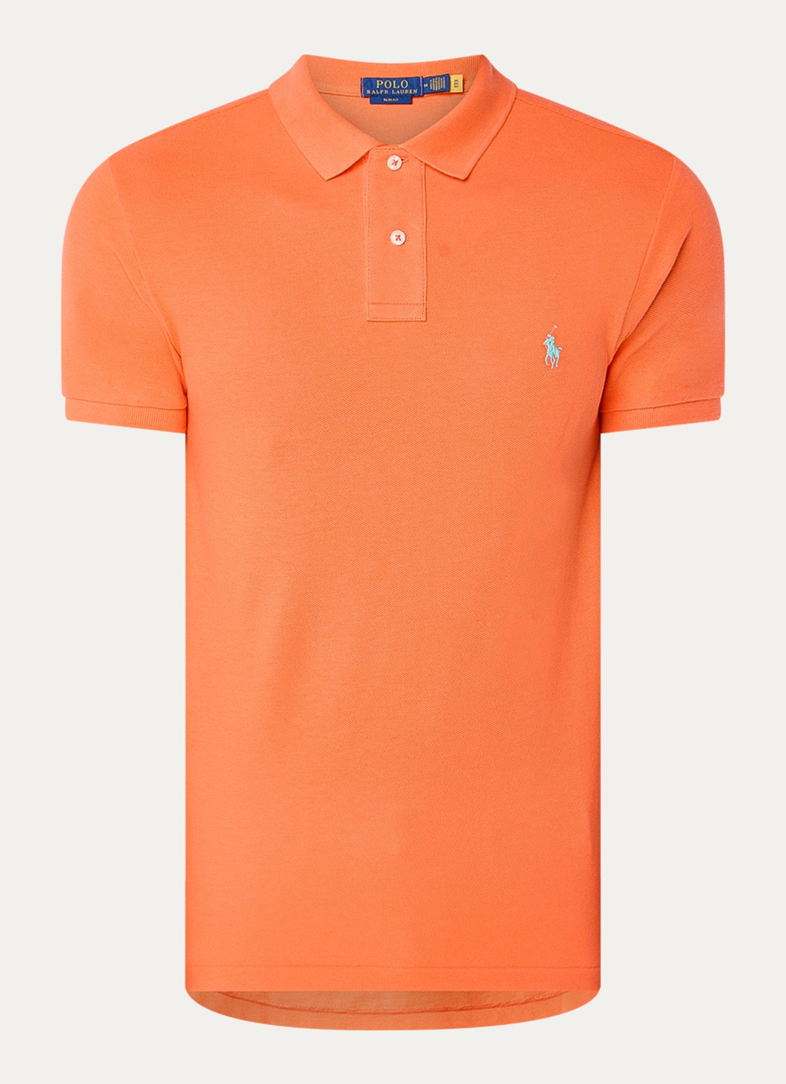 Ralph Lauren Slim fit polo van piqué katoen - voorkant 2 spring melon - oranje
