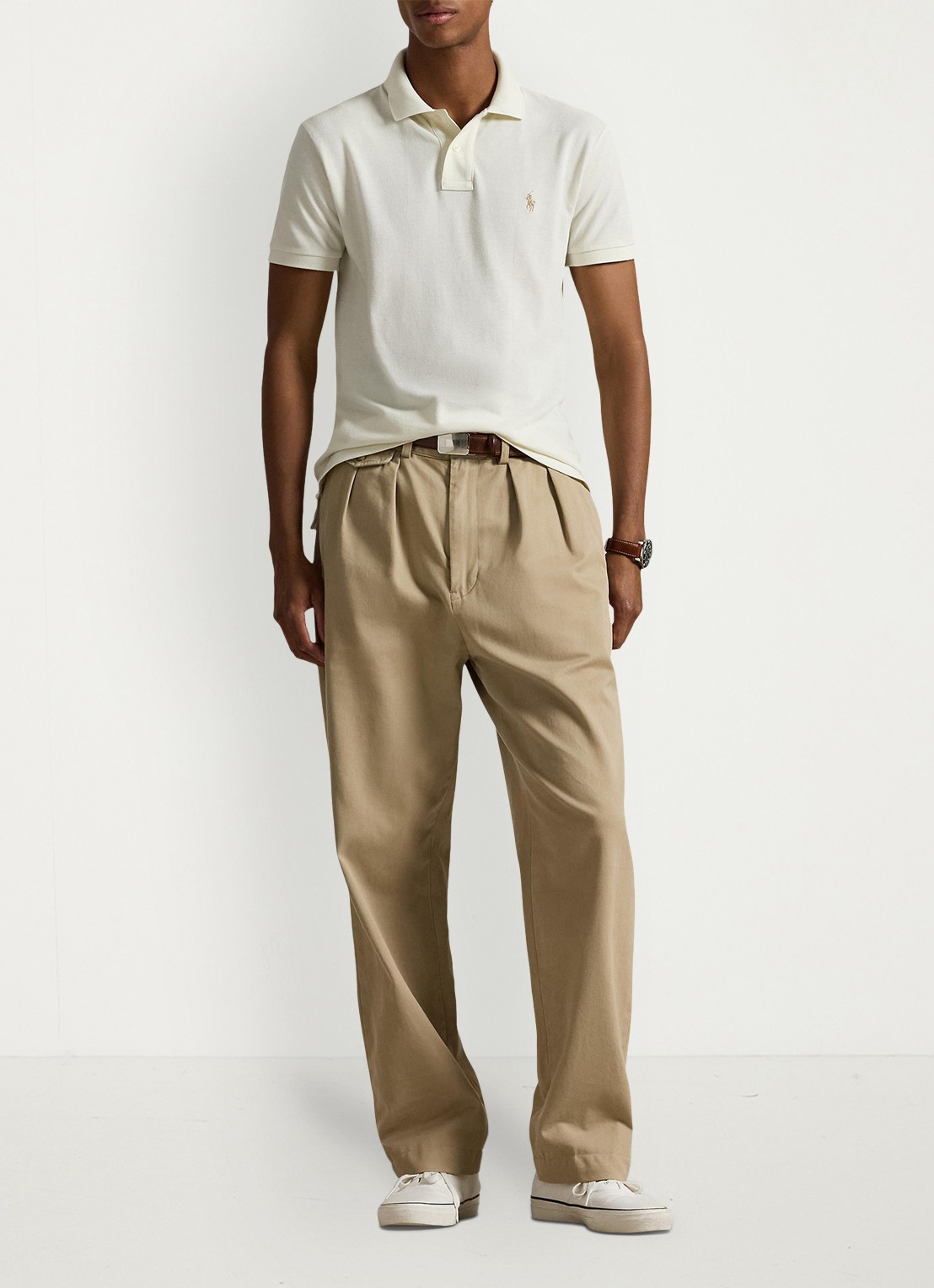 Ralph Lauren Slim fit polo van piqué katoen - voorkant 5 parchment cream/c8634-3zob