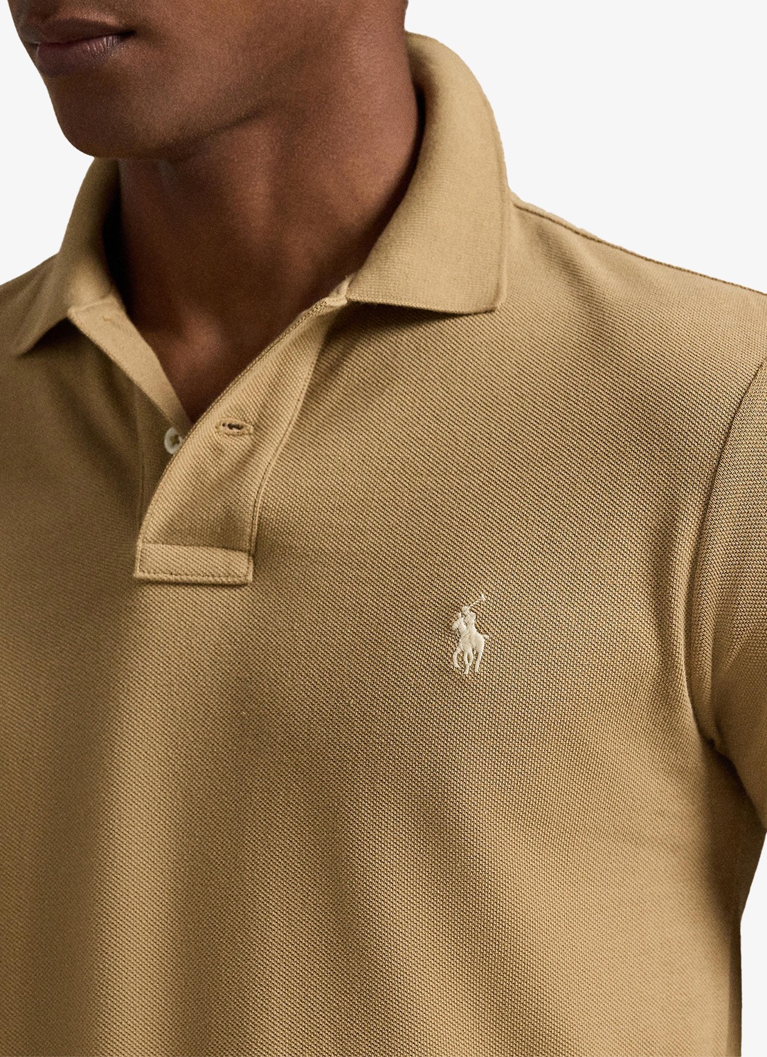 Ralph Lauren Slim fit polo van piqué katoen - detail 2 cafe tan / beige