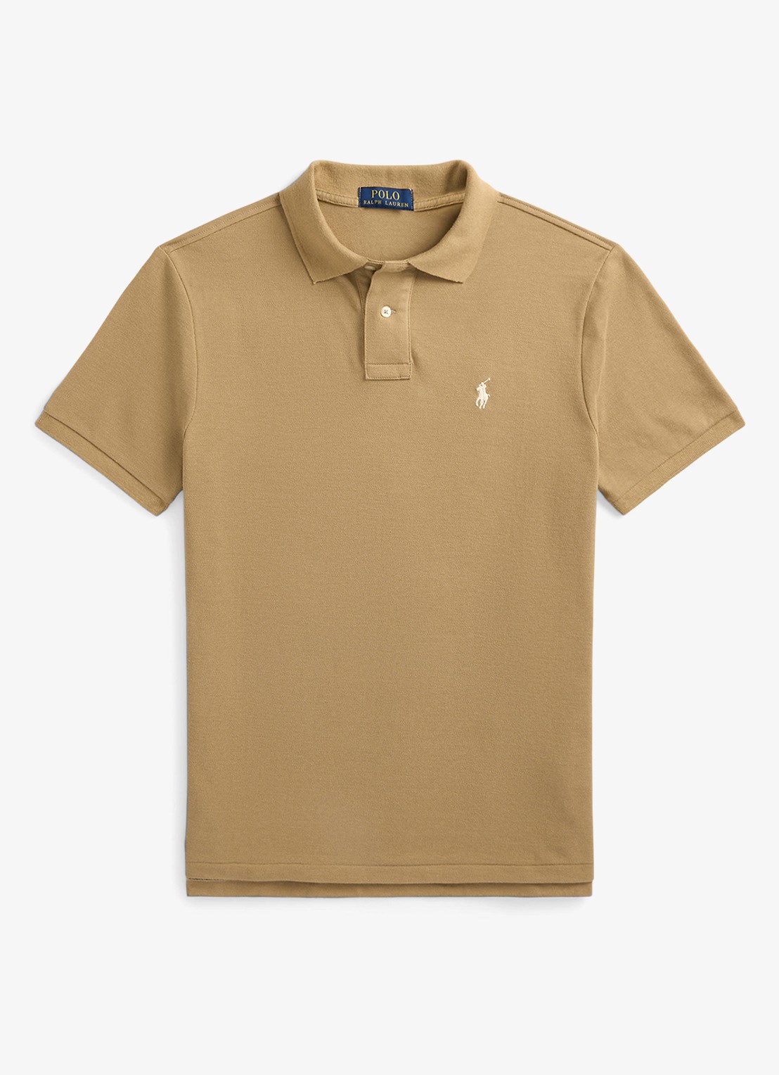 Ralph Lauren Slim fit polo van piqué katoen - voorkant 3 cafe tan / beige