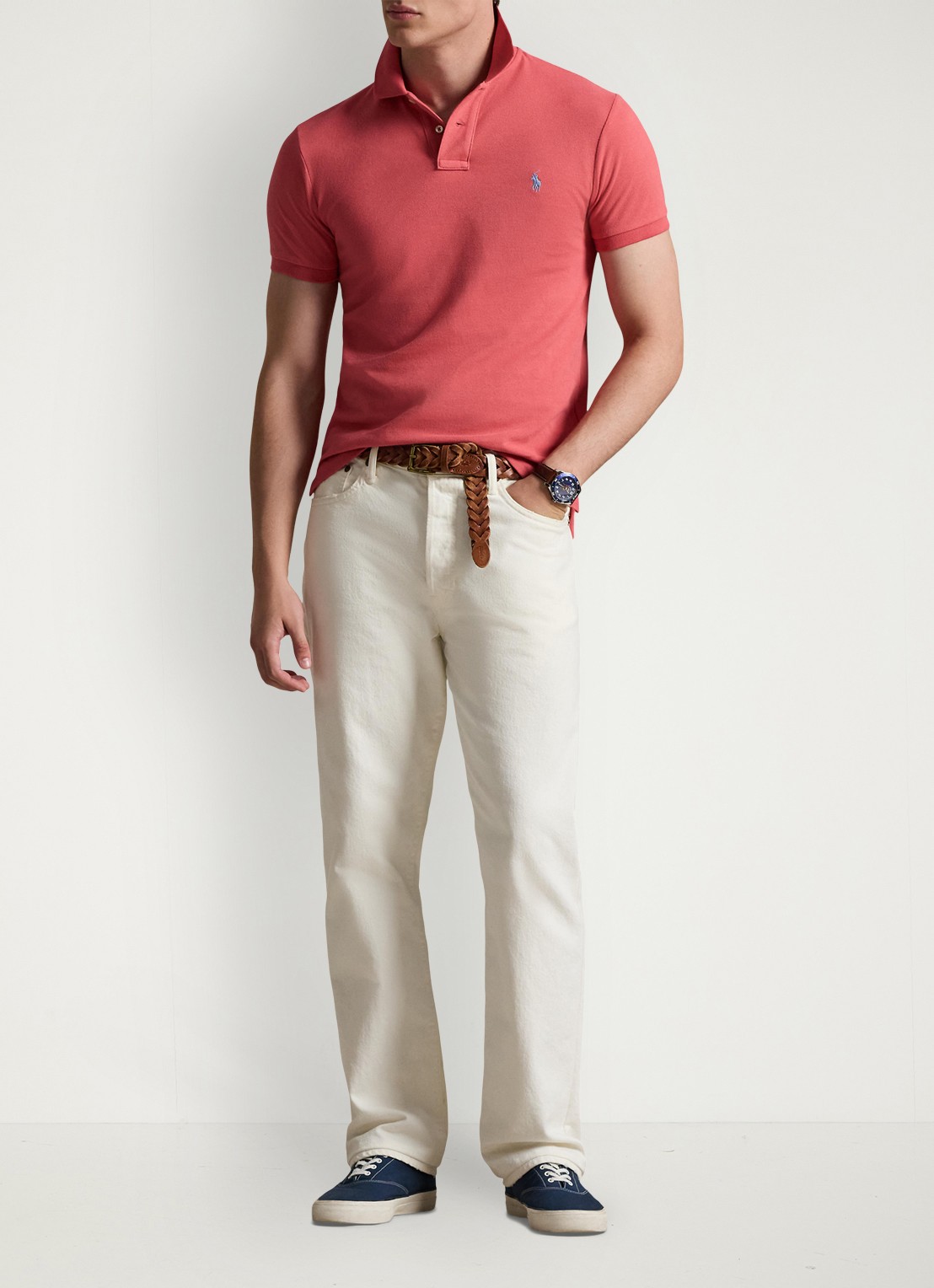 Ralph Lauren Slim fit polo van piqué katoen - voorkant 4 red sky / rood