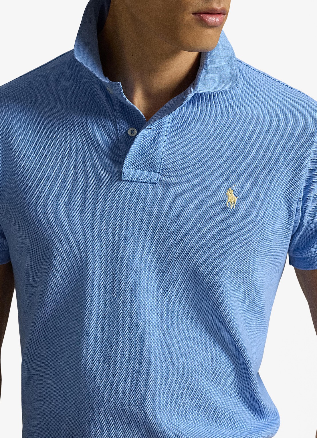 Ralph Lauren Slim fit polo van piqué katoen - detail 5 bristol blue / blauw