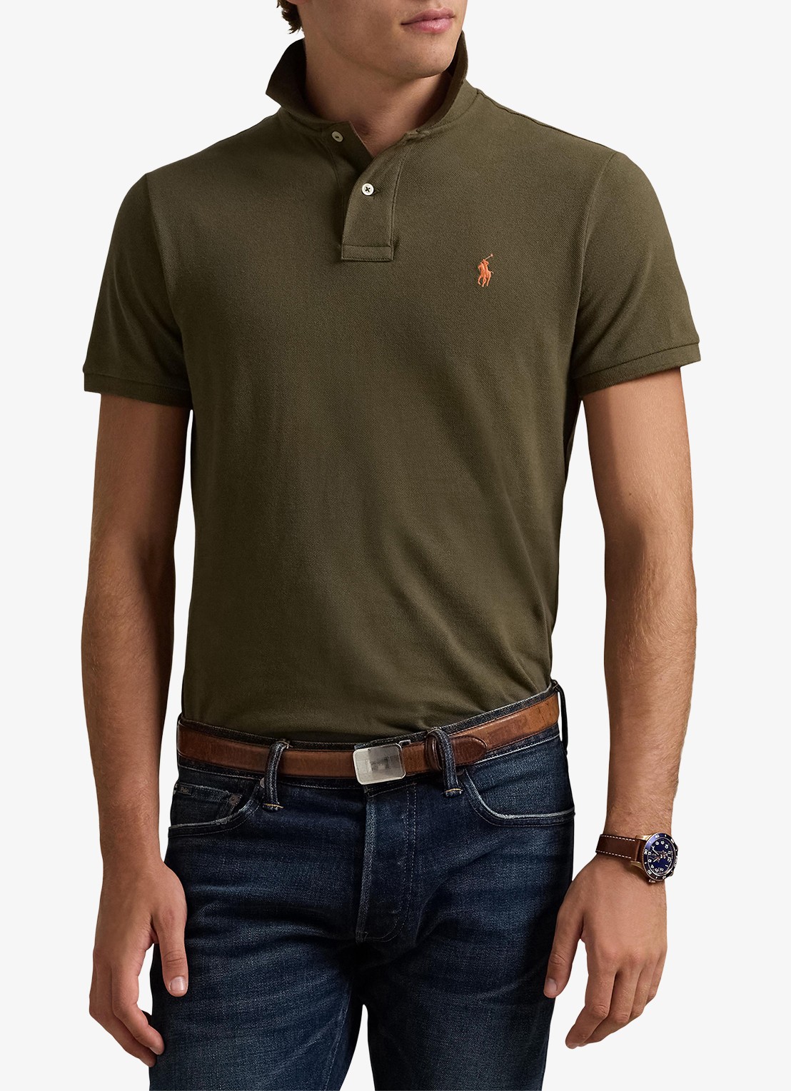 Ralph Lauren Slim fit polo van piqué katoen - detail 2 canopy olive