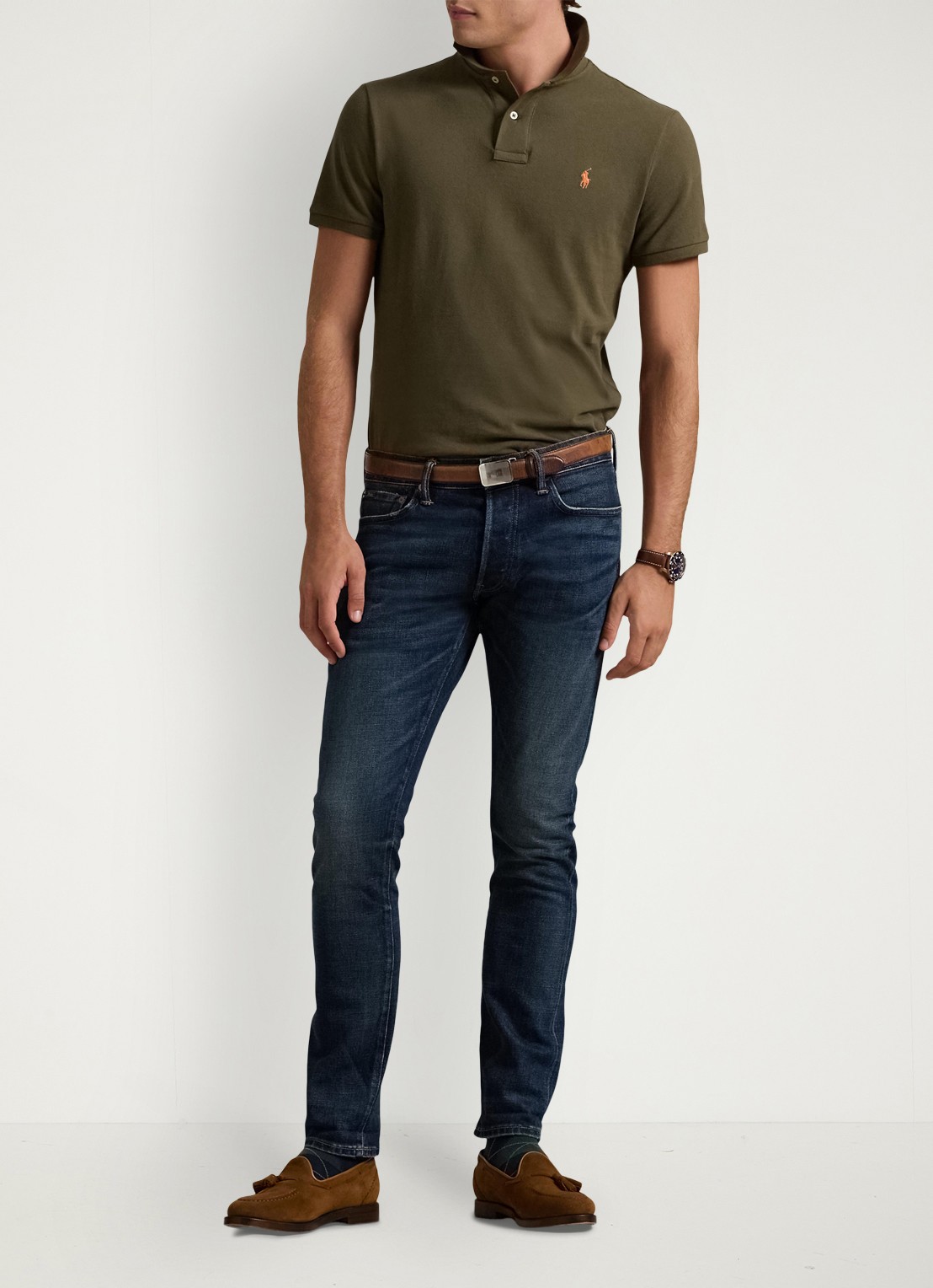 Ralph Lauren Slim fit polo van piqué katoen - voorkant 5 canopy olive