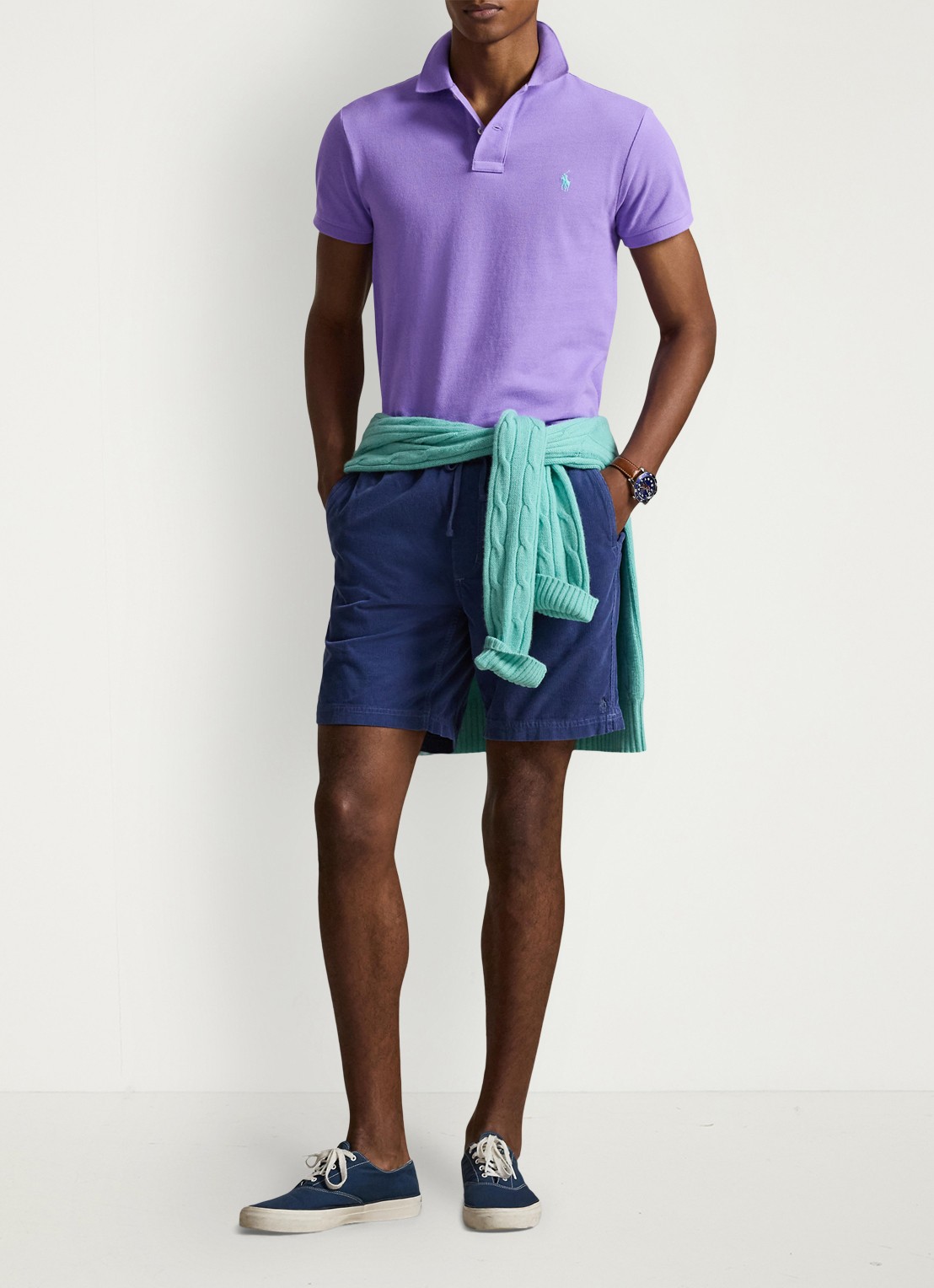 Ralph Lauren Slim fit polo van piqué katoen - voorkant 4 cactus purple/c6103-3el6