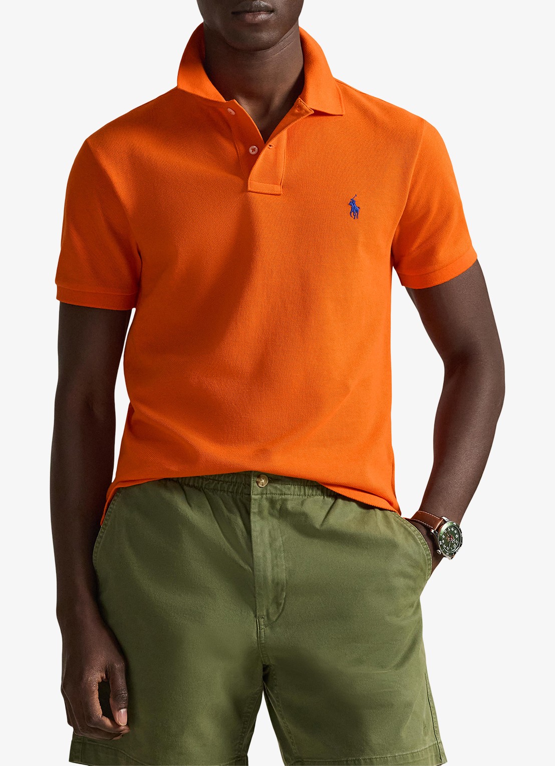 Ralph Lauren Slim fit polo van piqué katoen - detail 3 sailing orange
