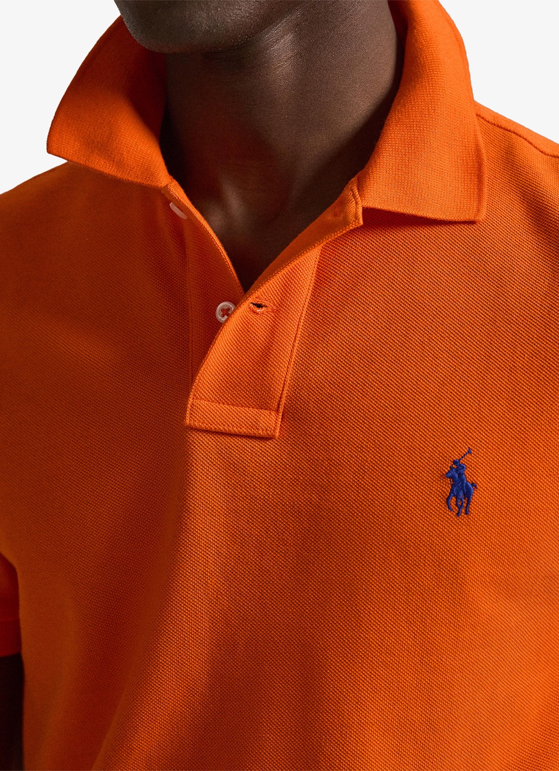 Ralph Lauren Slim fit polo van piqué katoen - detail 4 sailing orange