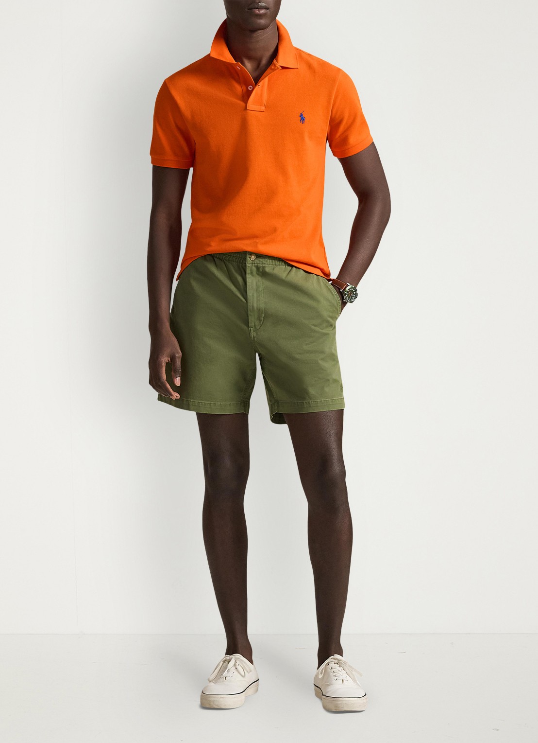 Ralph Lauren Slim fit polo van piqué katoen - voorkant 2 sailing orange