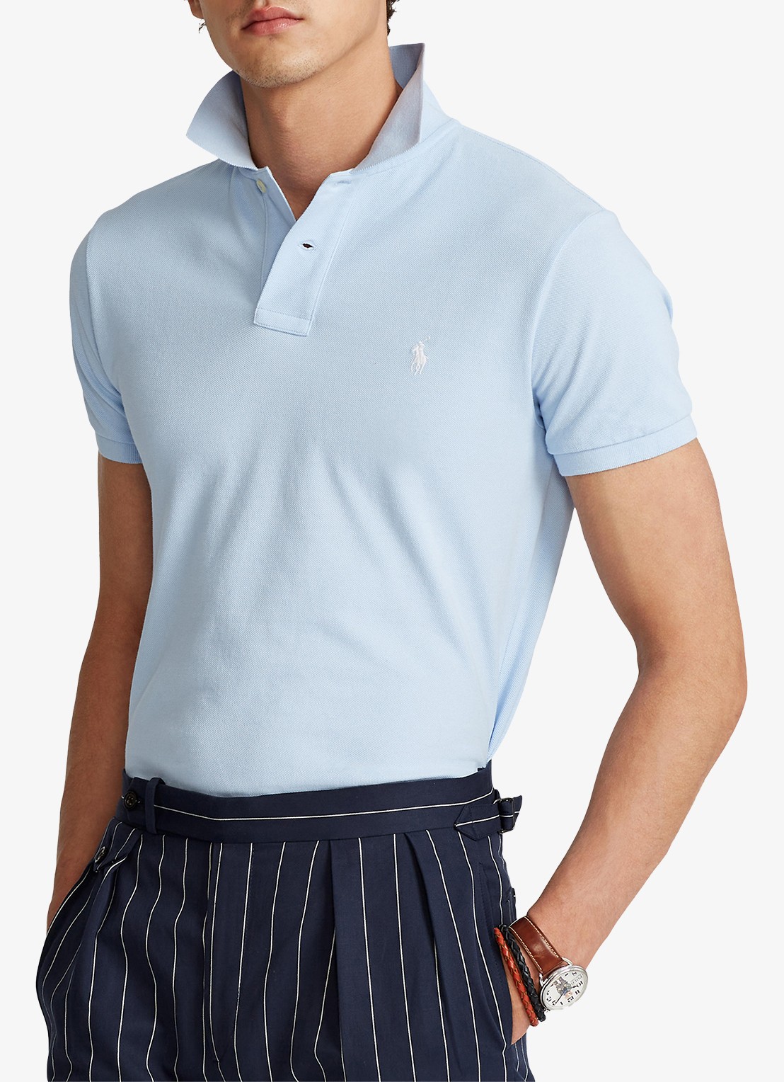 Ralph Lauren Slim fit polo van piqué katoen - detail 8 office blue/c1750-3ebj