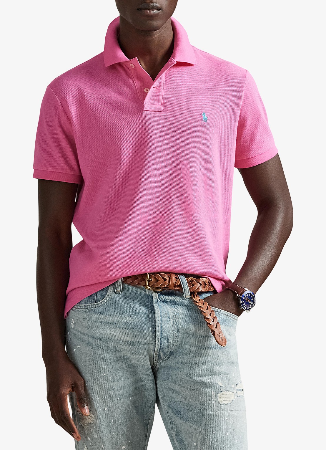 Ralph Lauren Slim fit polo van piqué katoen - detail 2 baja pink/c6995-zyvc
