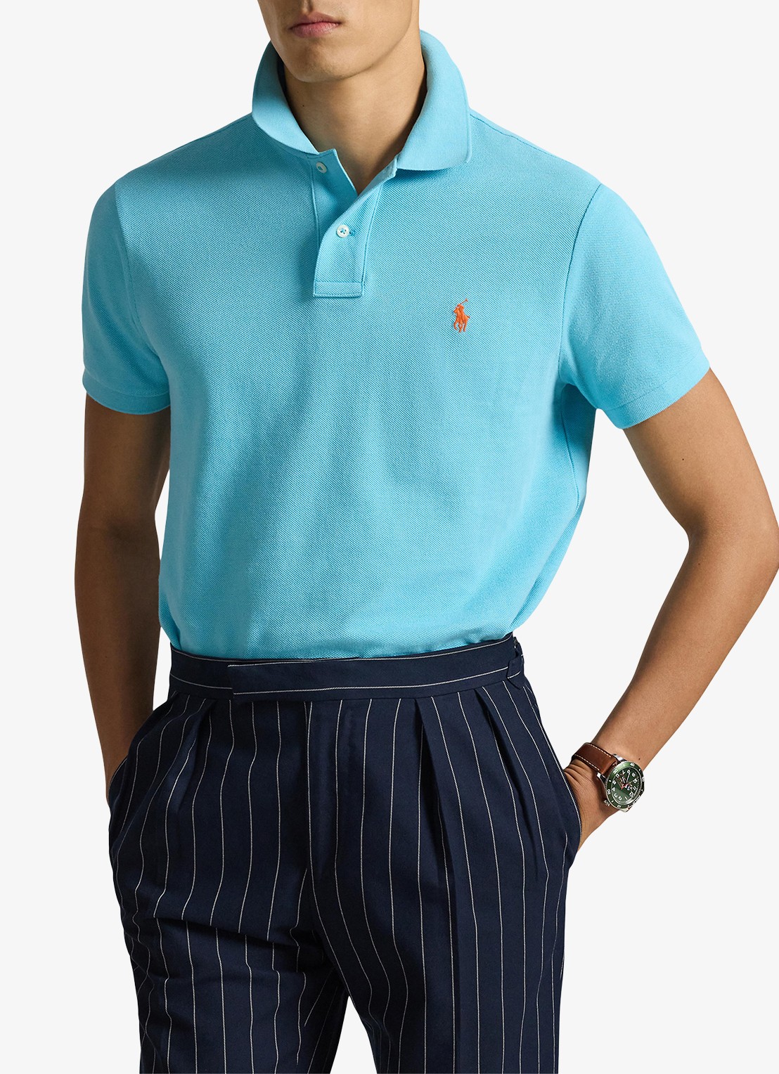 Ralph Lauren Slim fit polo van piqué katoen - detail 2 perfect turquoise/c2240-zyv8