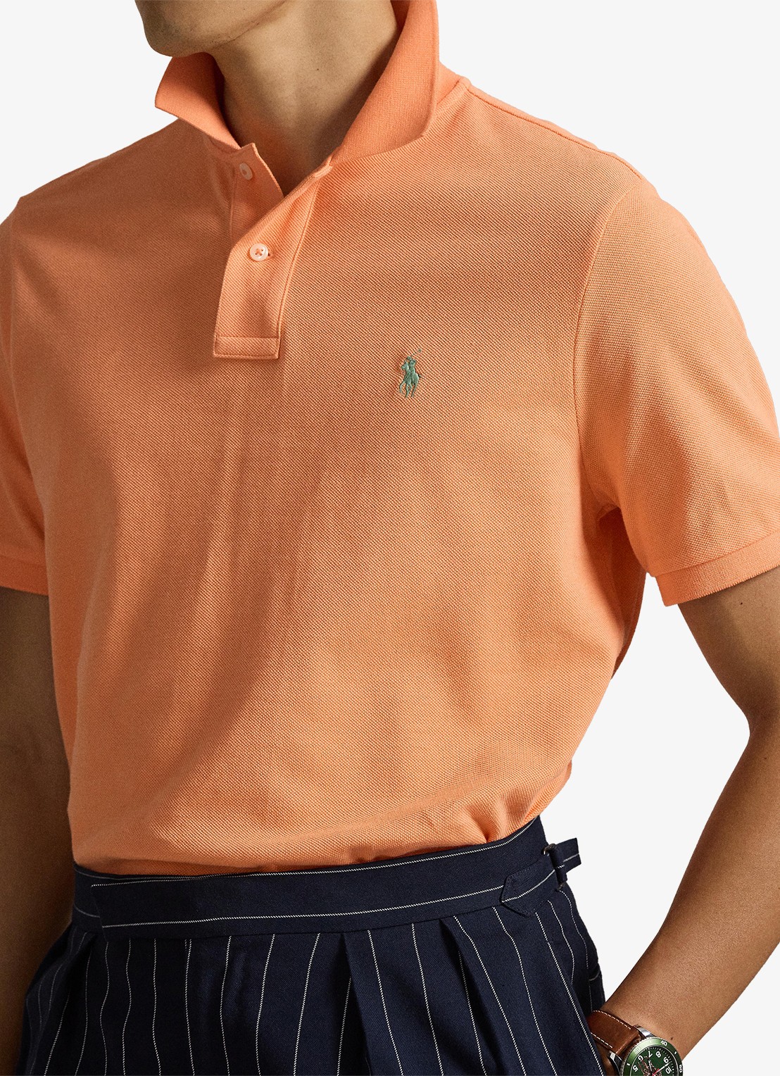 Ralph Lauren Slim fit polo van piqué katoen - detail 2 pompano orange/c5566-47x1