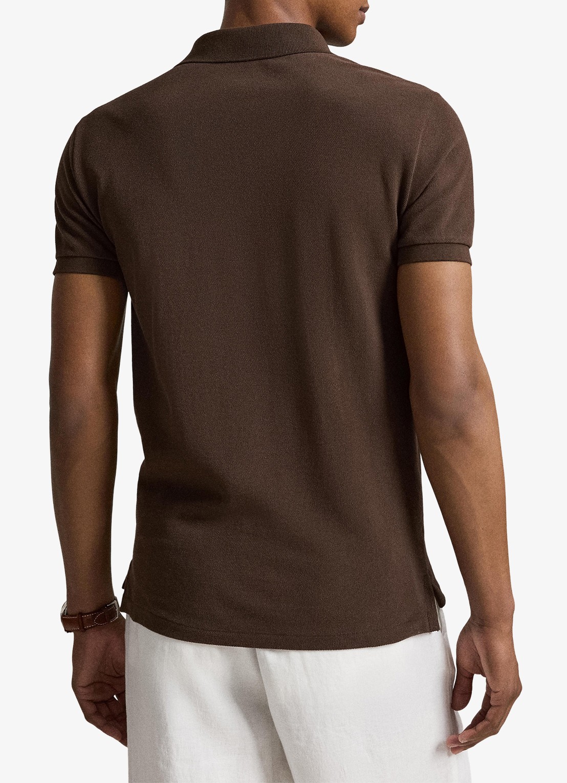 Ralph Lauren Slim fit polo van piqué katoen - achterkant 5 nutmeg brown / bruin